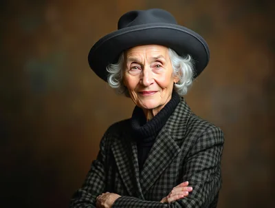 Portrait Of An Elegant Elderly Woman In A Hat