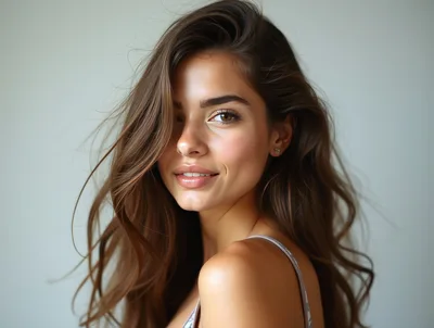 Portrait Of A Beautiful Young Woman With Flowing Hair