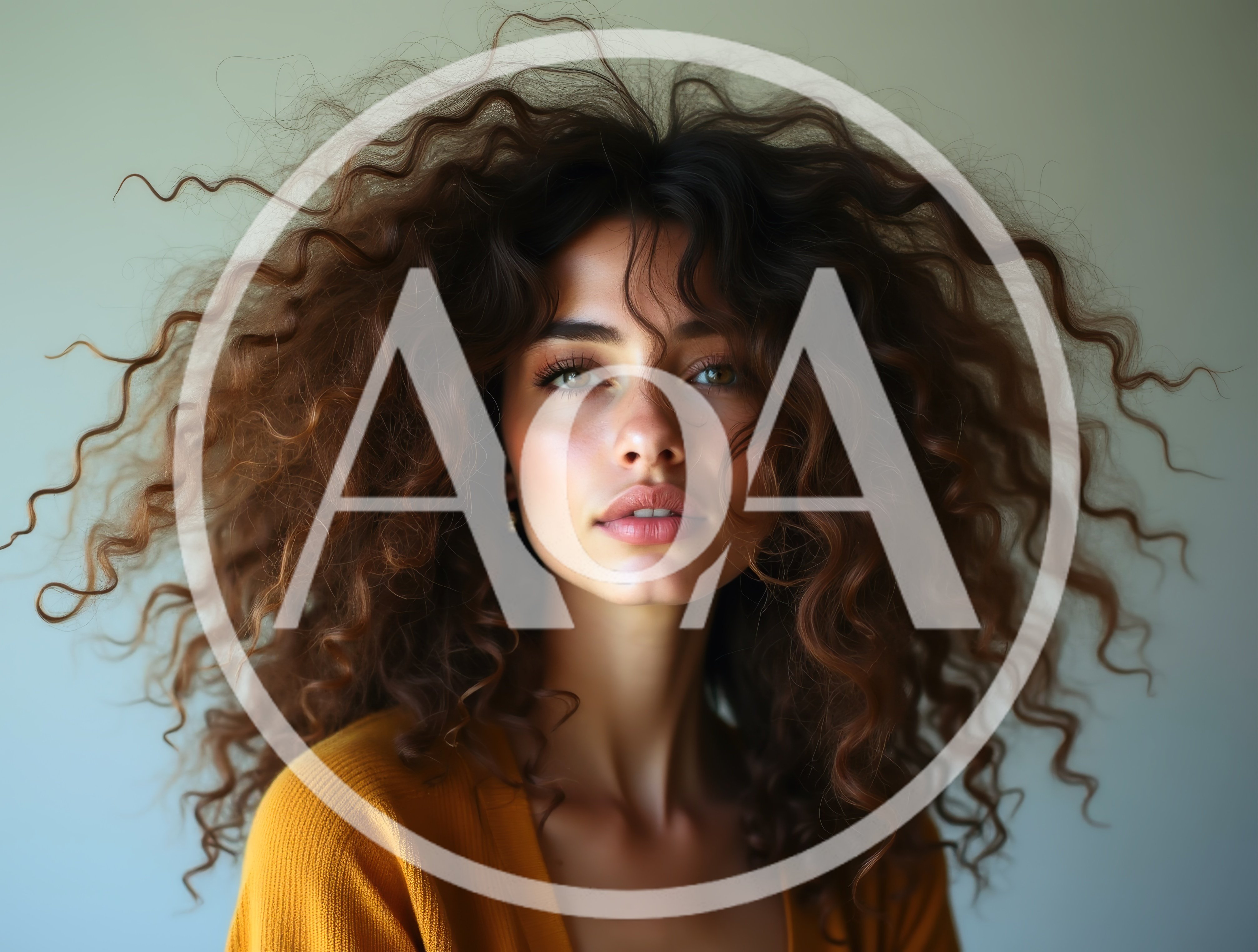Portrait Of A Young Woman With Voluminous Curly Hair