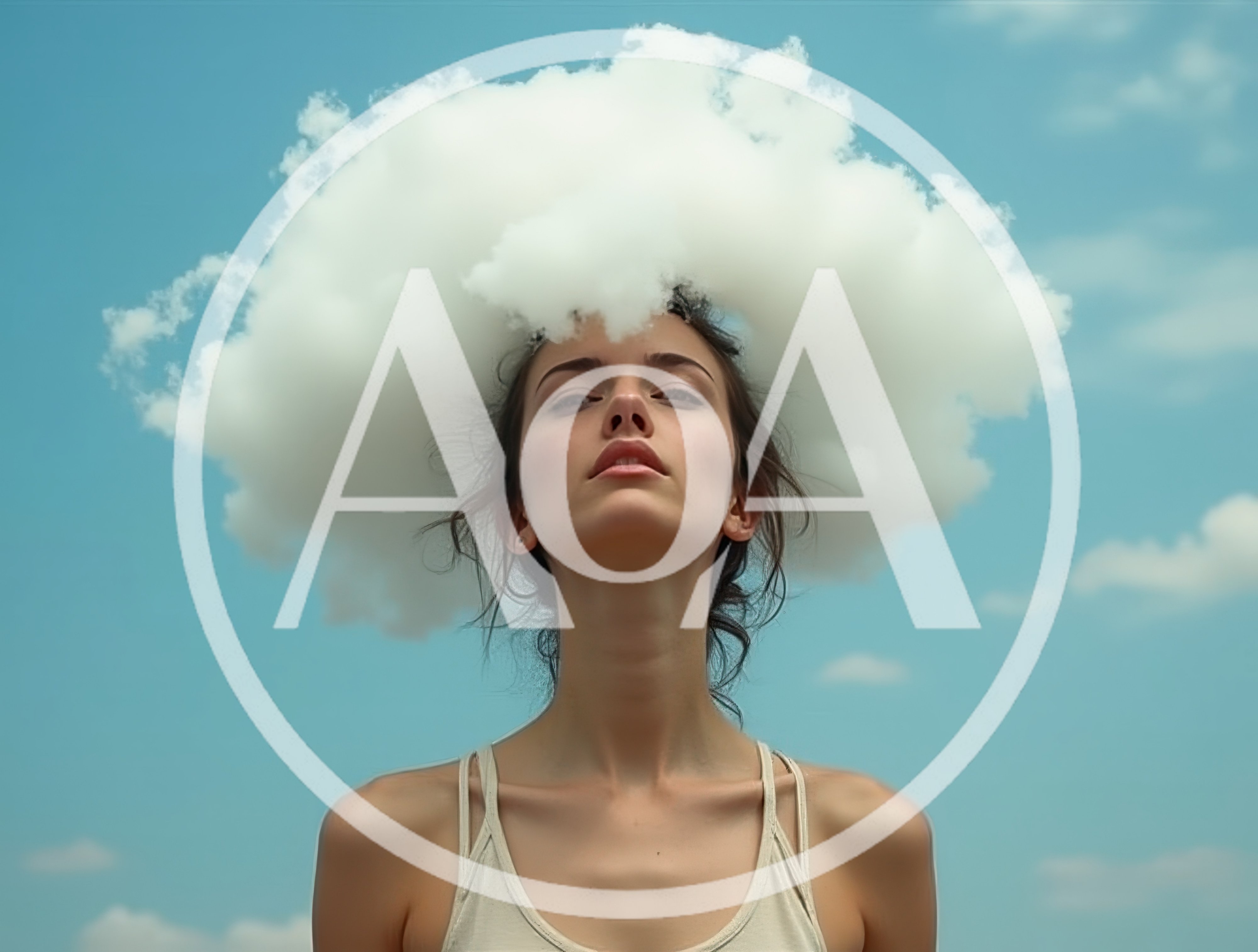 Surreal Portrait Of A Woman With A Cloud Head