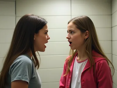 Two Young Women Having An Intense Argument