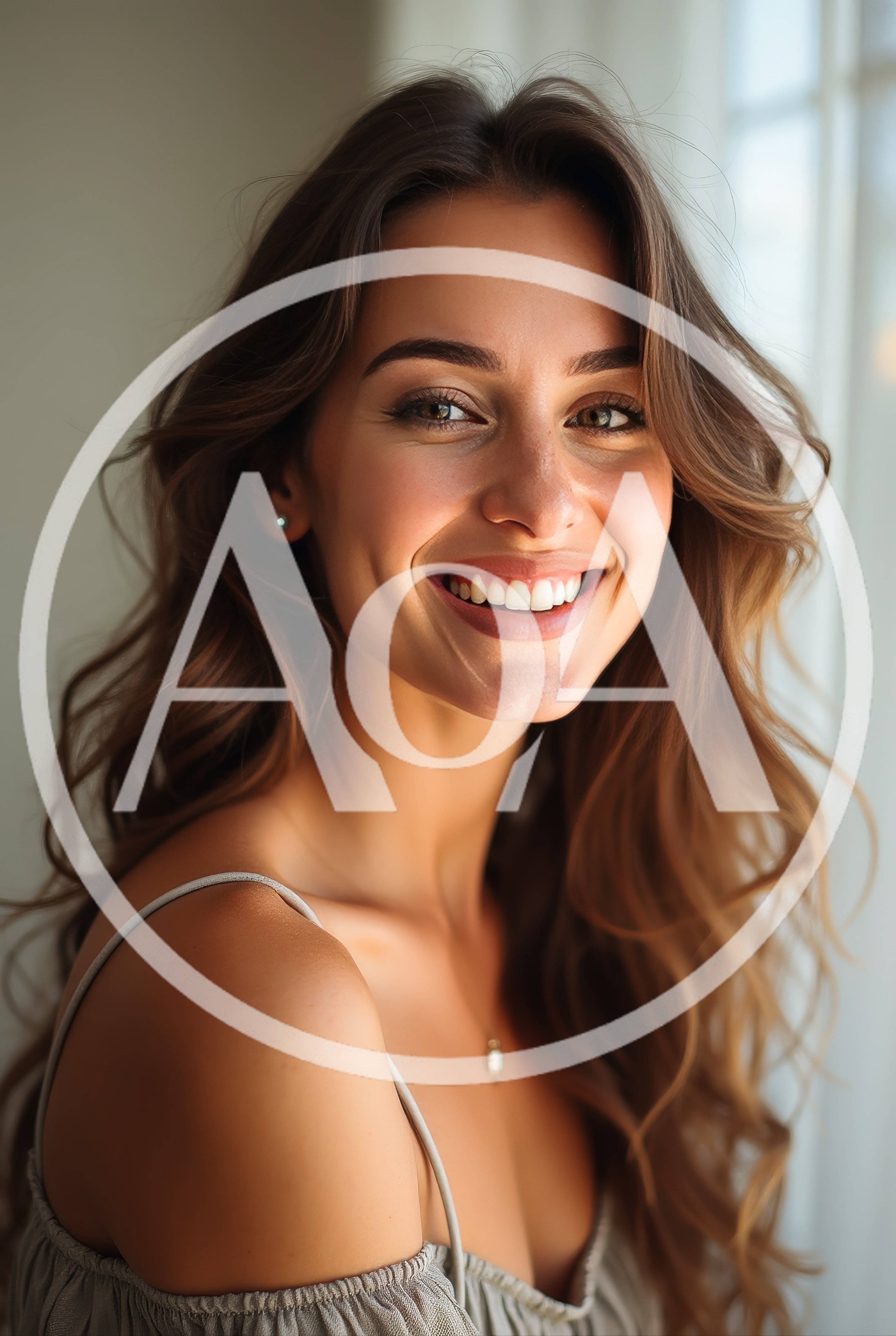 Portrait Of A Smiling Young Woman With Wavy Hair