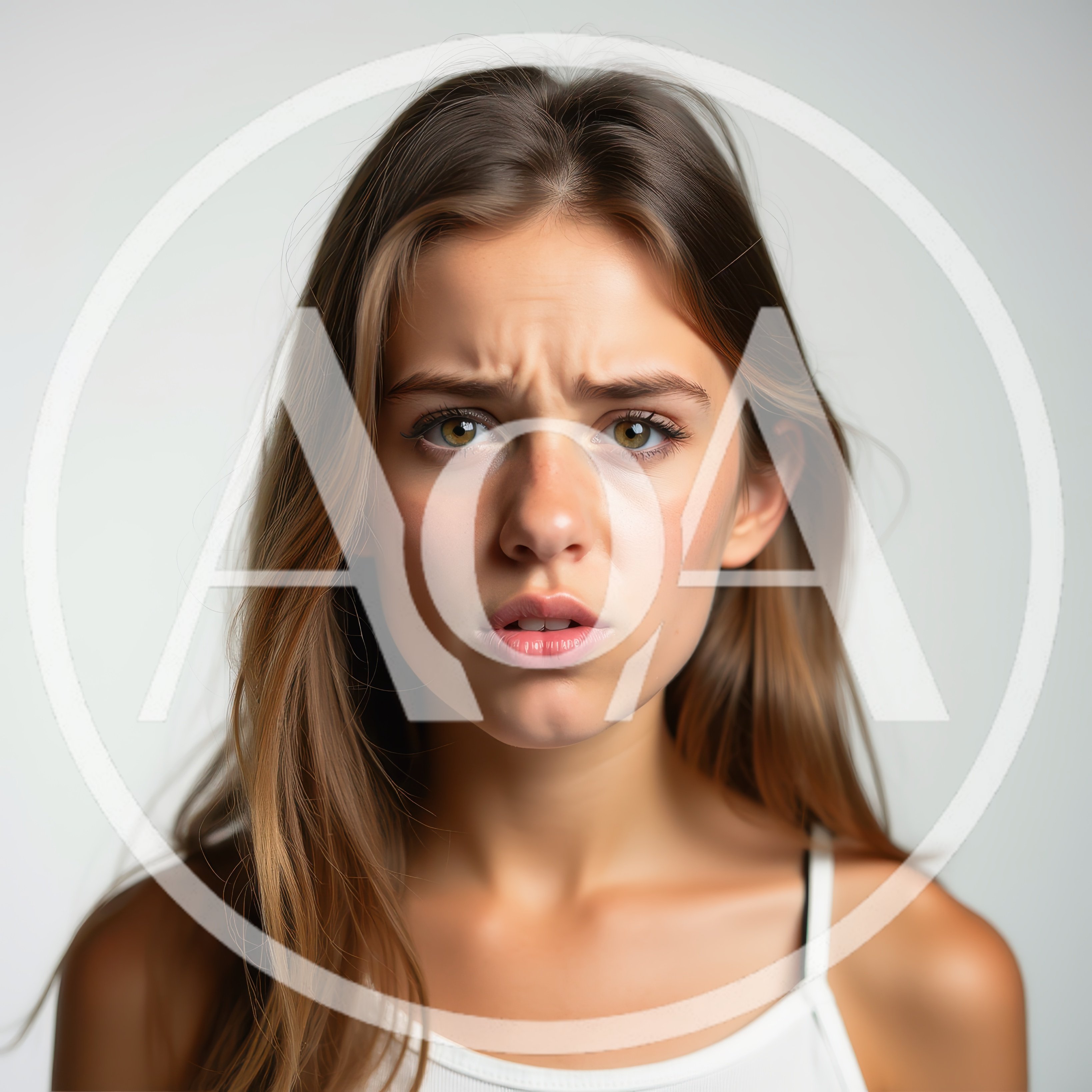 Young Woman With A Concerned And Confused Facial Expression