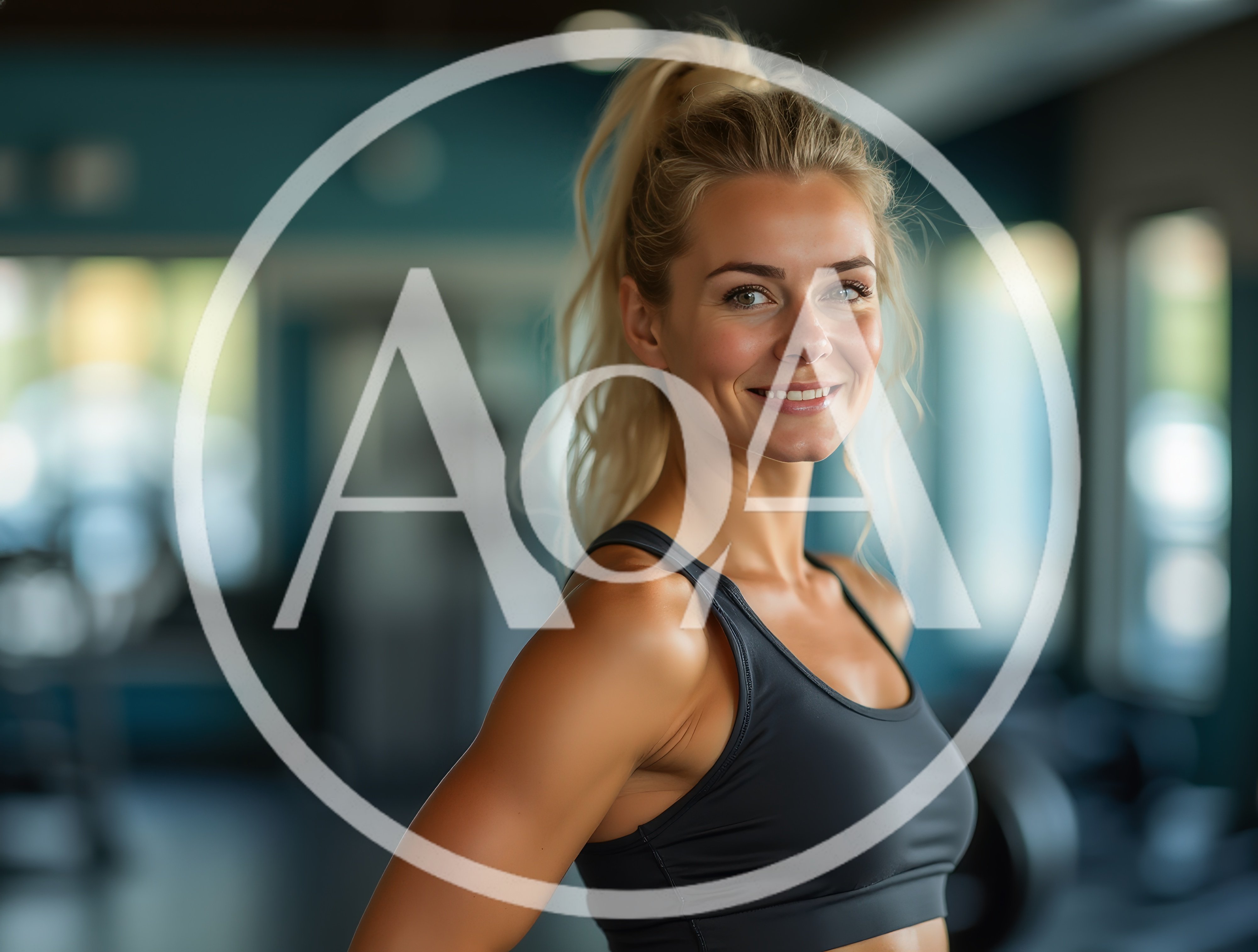 Smiling Blonde Woman Exercising In A Modern Gym