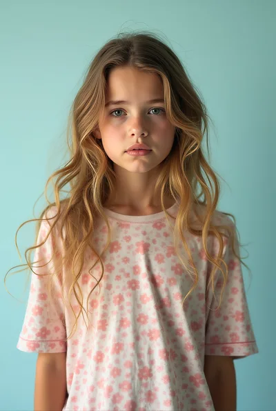 Portrait Of A Young Girl With Long Wavy Hair