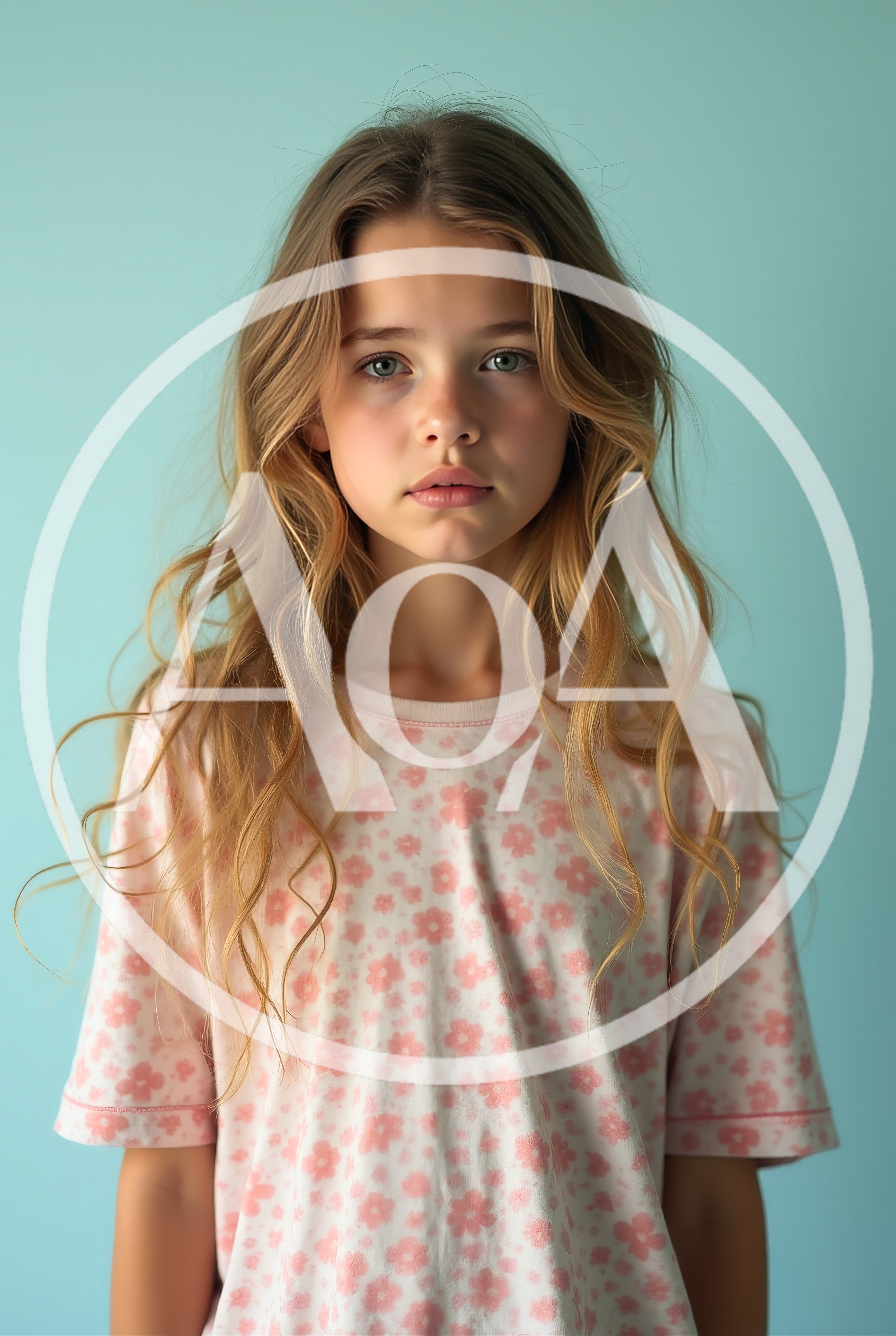 Portrait Of A Young Girl With Long Wavy Hair