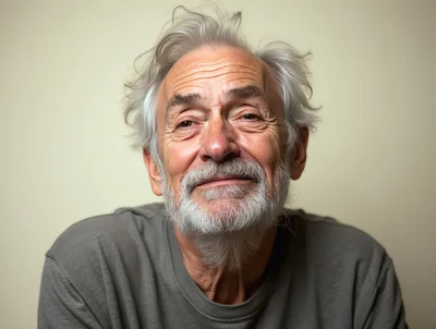 Portrait Of A Smiling Elderly Man With Gray Hair