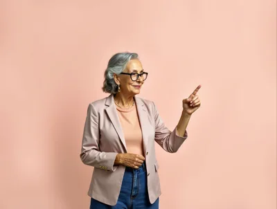 Elegant Senior Woman Pointing To The Side