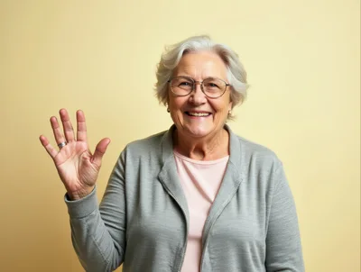 Cheerful Senior Woman Waving Hello