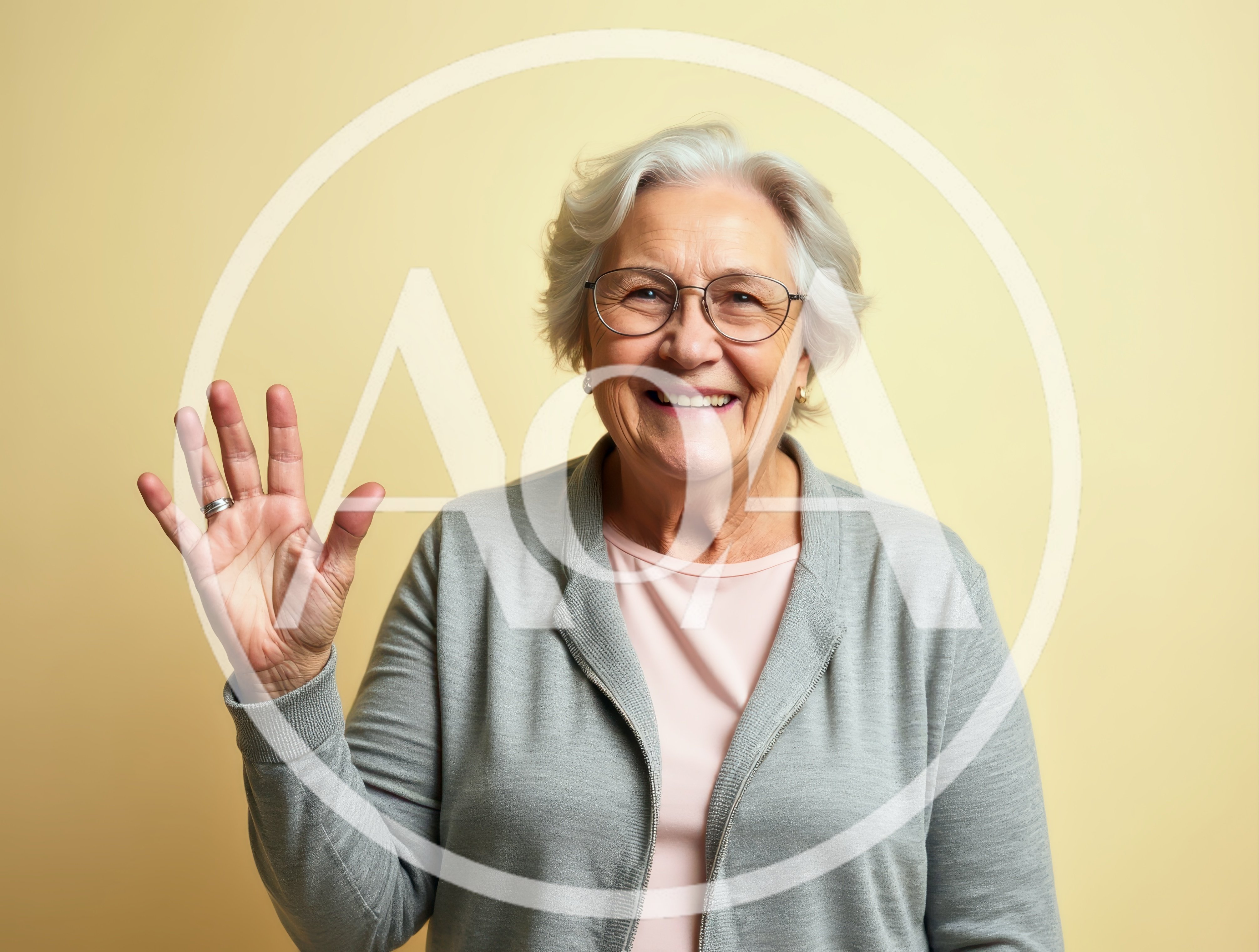 Cheerful Senior Woman Waving Hello