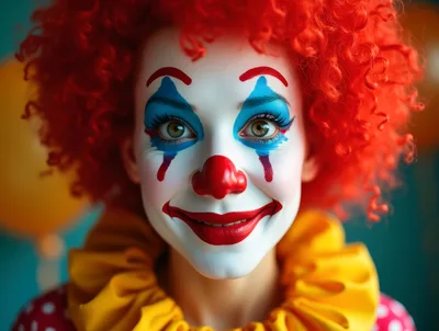 Close Up Portrait Of A Professional Clown