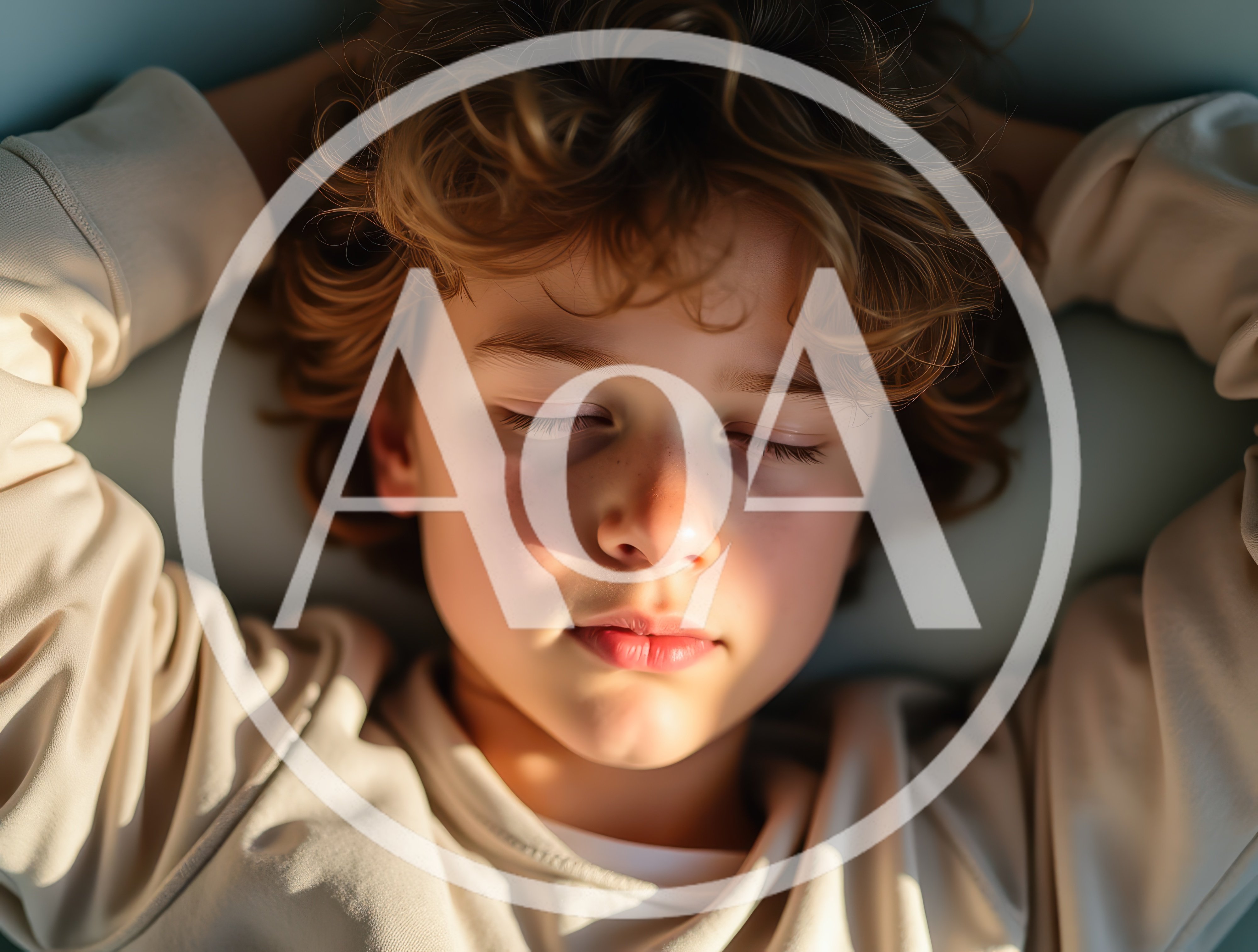 Young Boy Sleeping Peacefully With Hands Behind Head