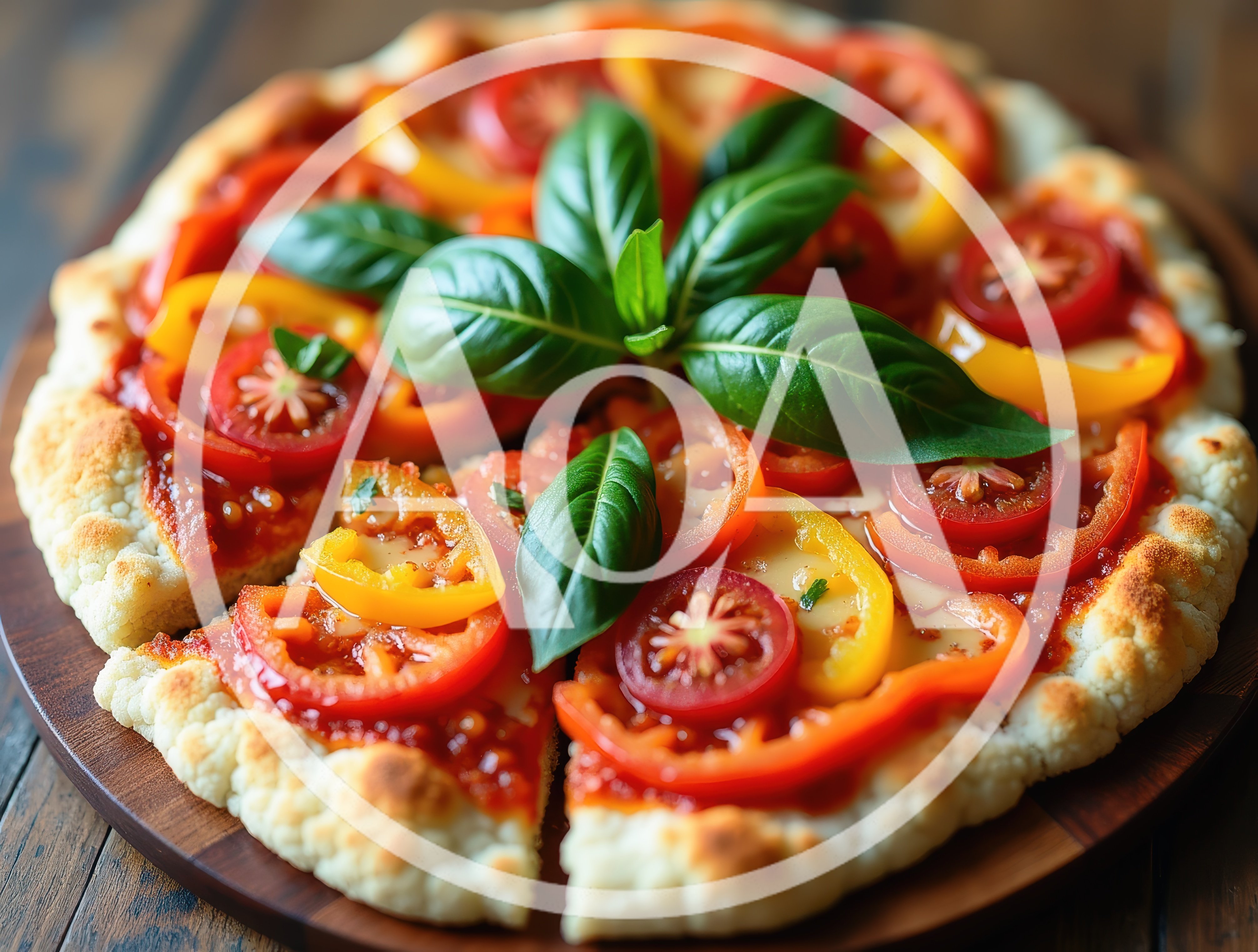 Fresh Homemade Vegetable Pizza With Tomatoes And Basil