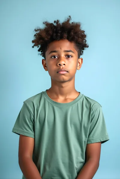 Portrait Of A Young Boy With Curly Hair