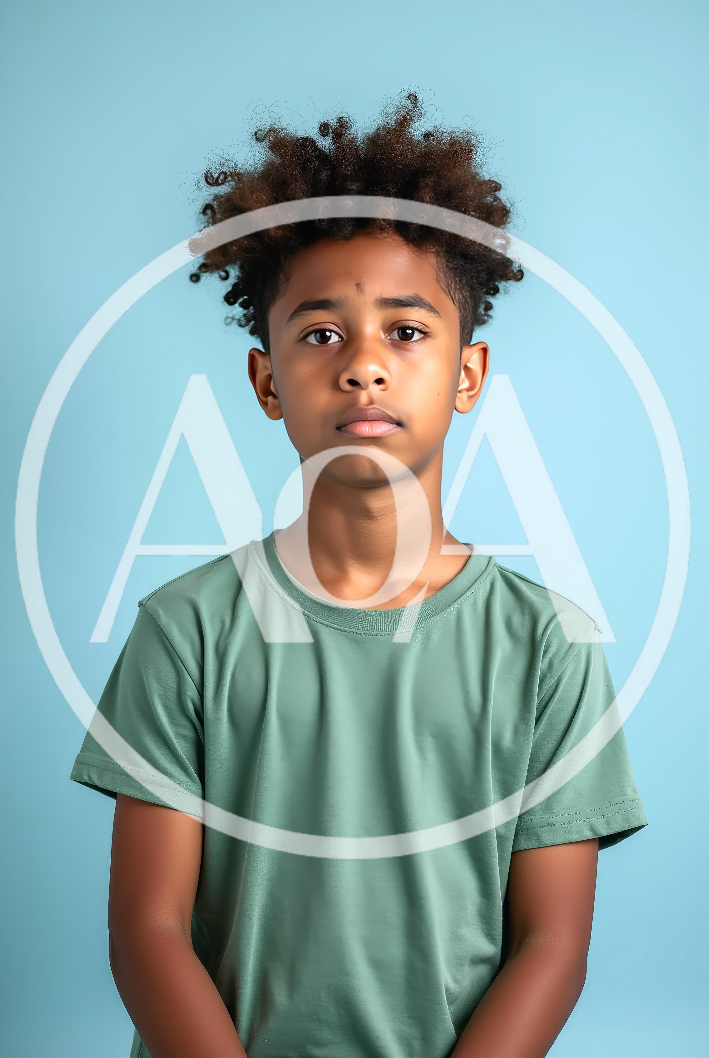 Portrait Of A Young Boy With Curly Hair