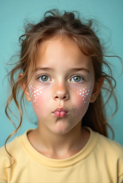 Portrait Of A Young Girl With Painted Face Dots