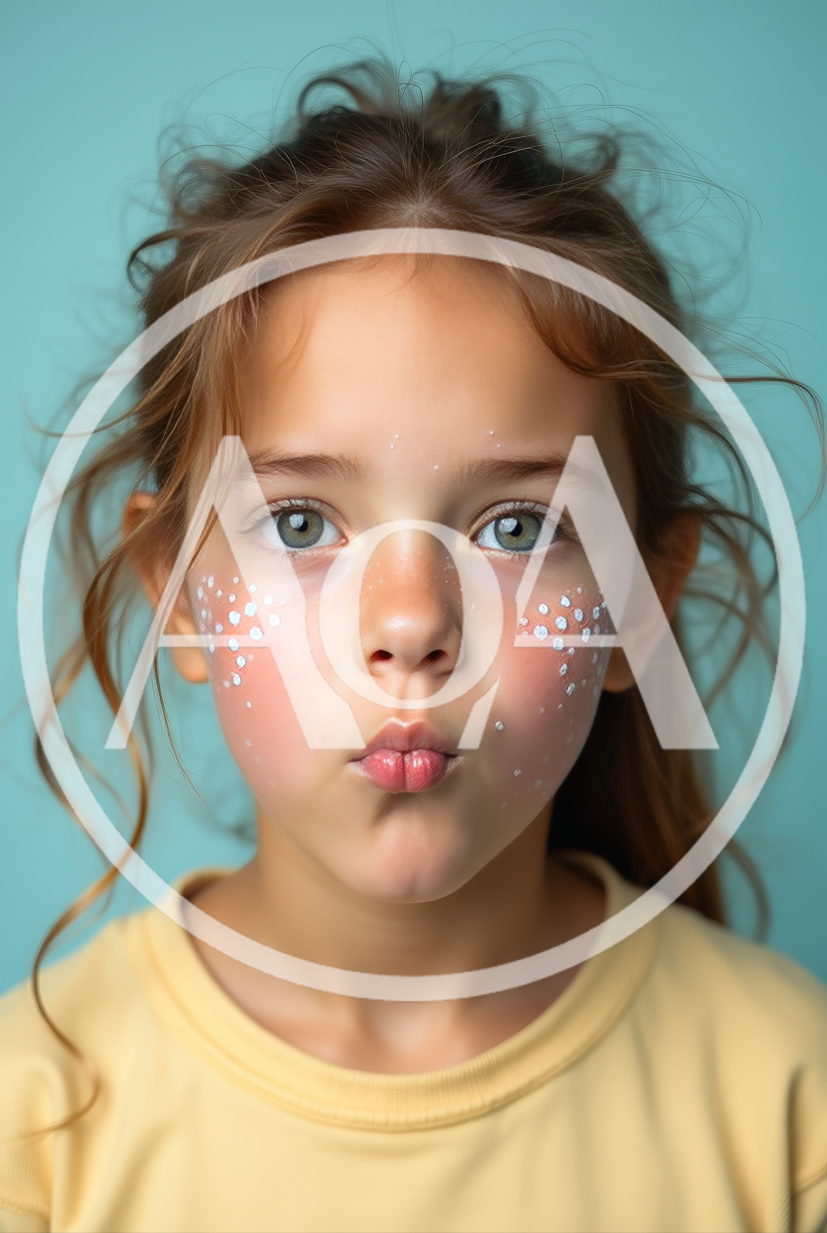 Portrait Of A Young Girl With Painted Face Dots