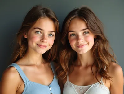 Portrait Of Two Beautiful Young Twin Sisters