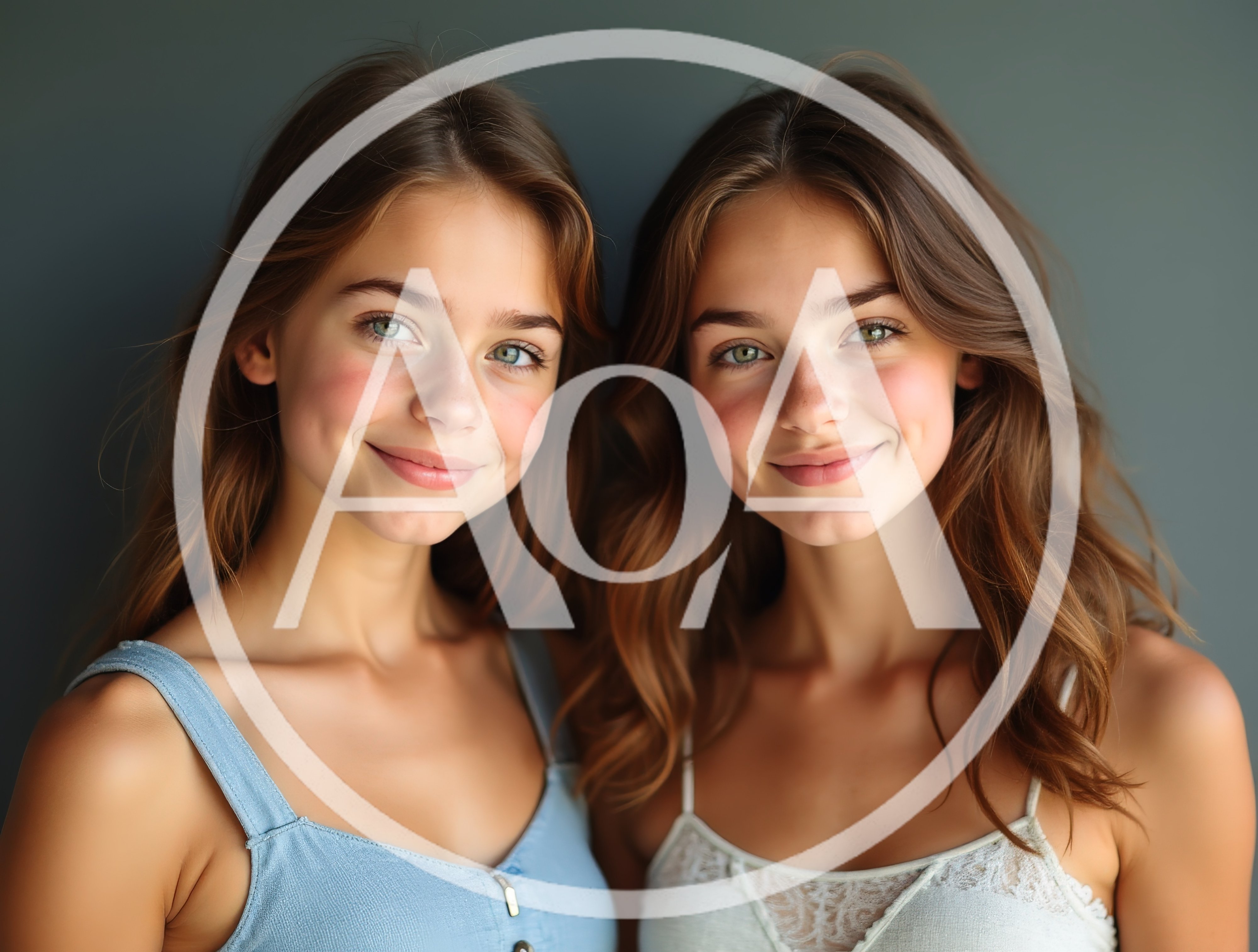 Portrait Of Two Beautiful Young Twin Sisters