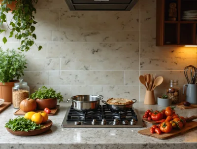 Cooking Fresh Ingredients In A Modern Kitchen