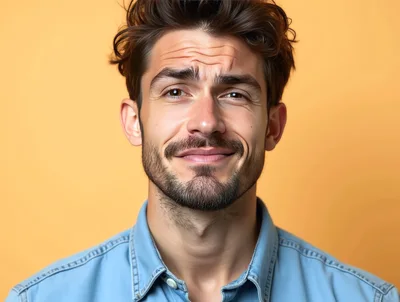 Portrait Of A Skeptical Man With A Doubtful Expression