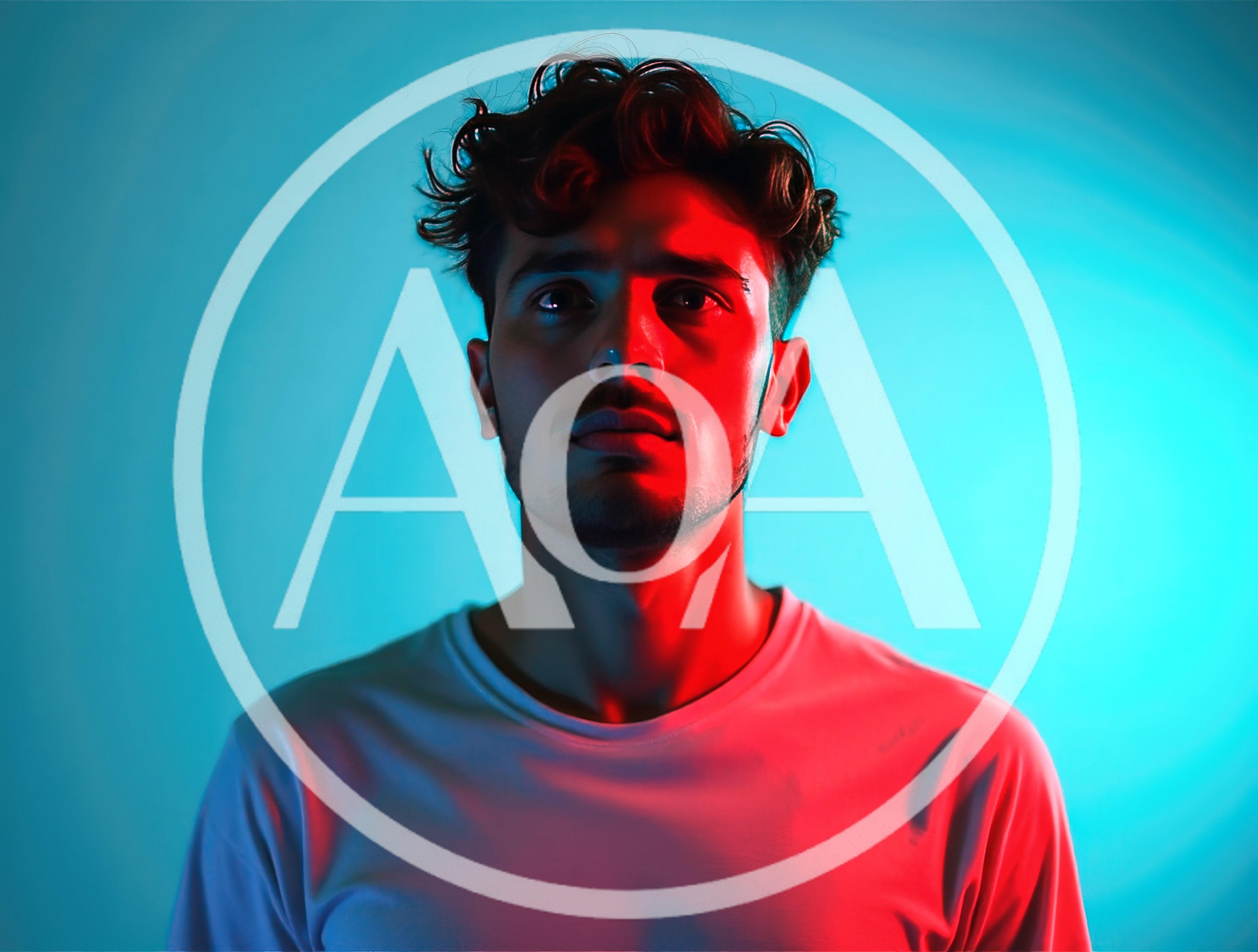 Portrait Of A Young Man With Dual Color Lighting