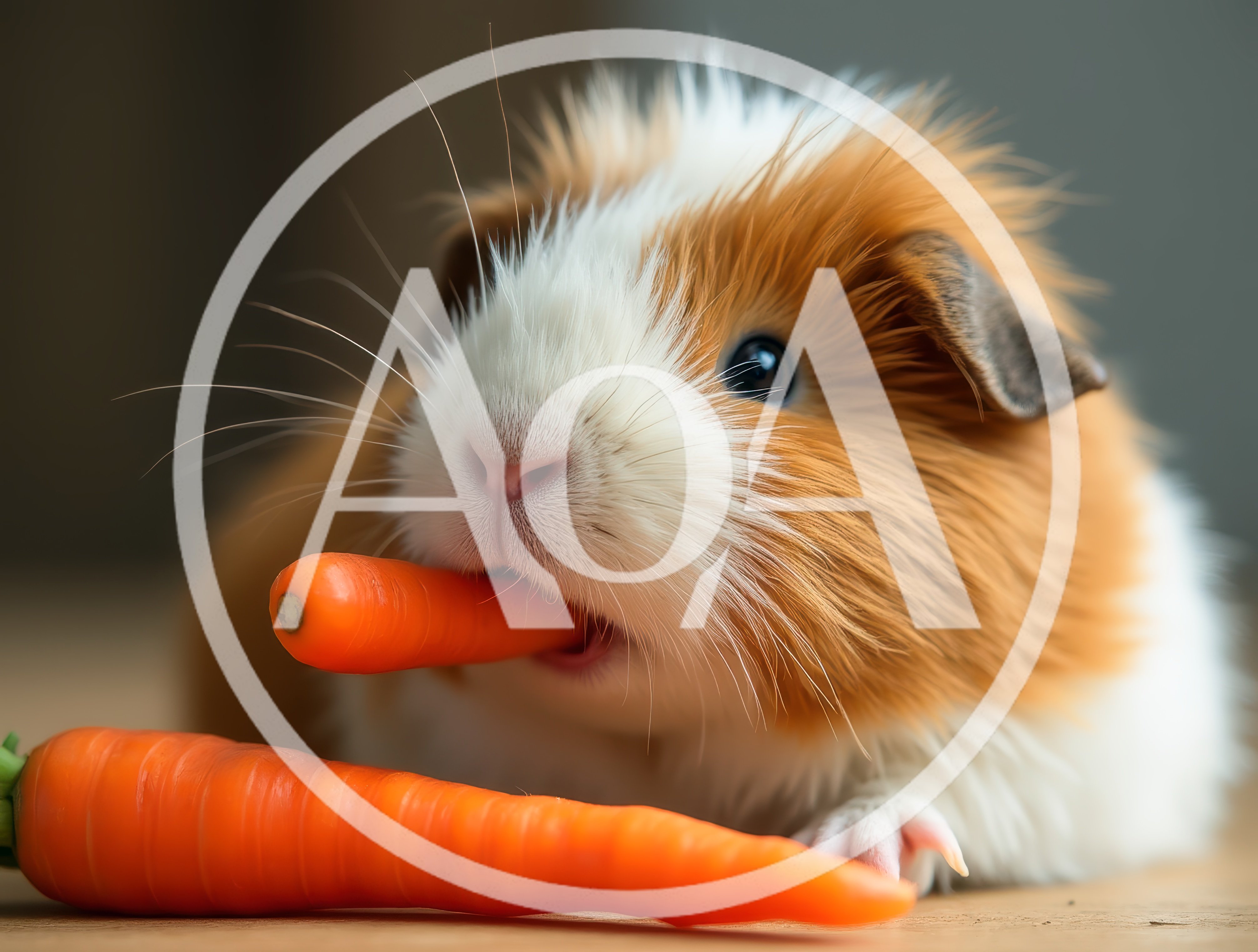 Cute Guinea Pig Eating A Fresh Orange Carrot