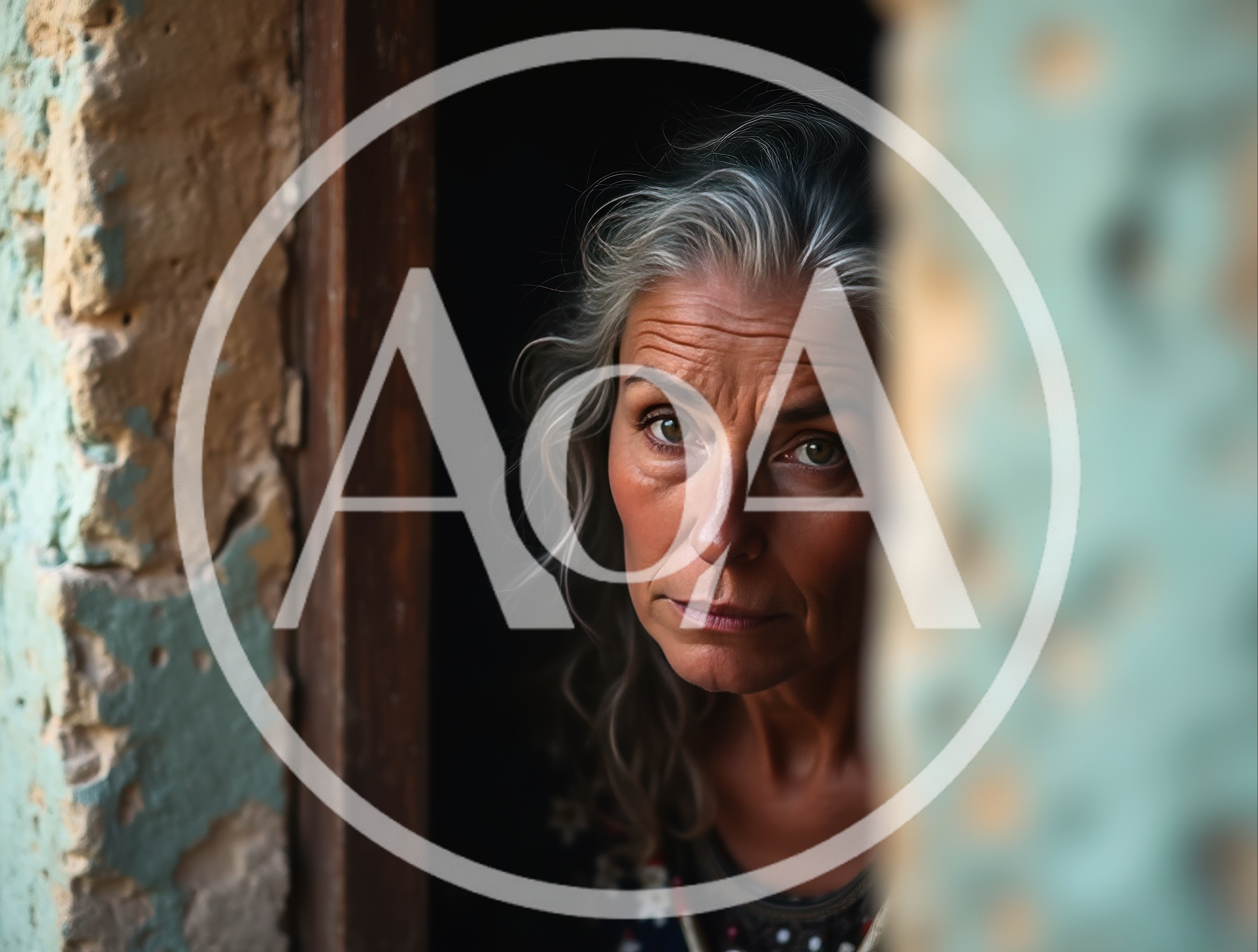 Portrait Of A Mature Woman Looking Through A Doorway