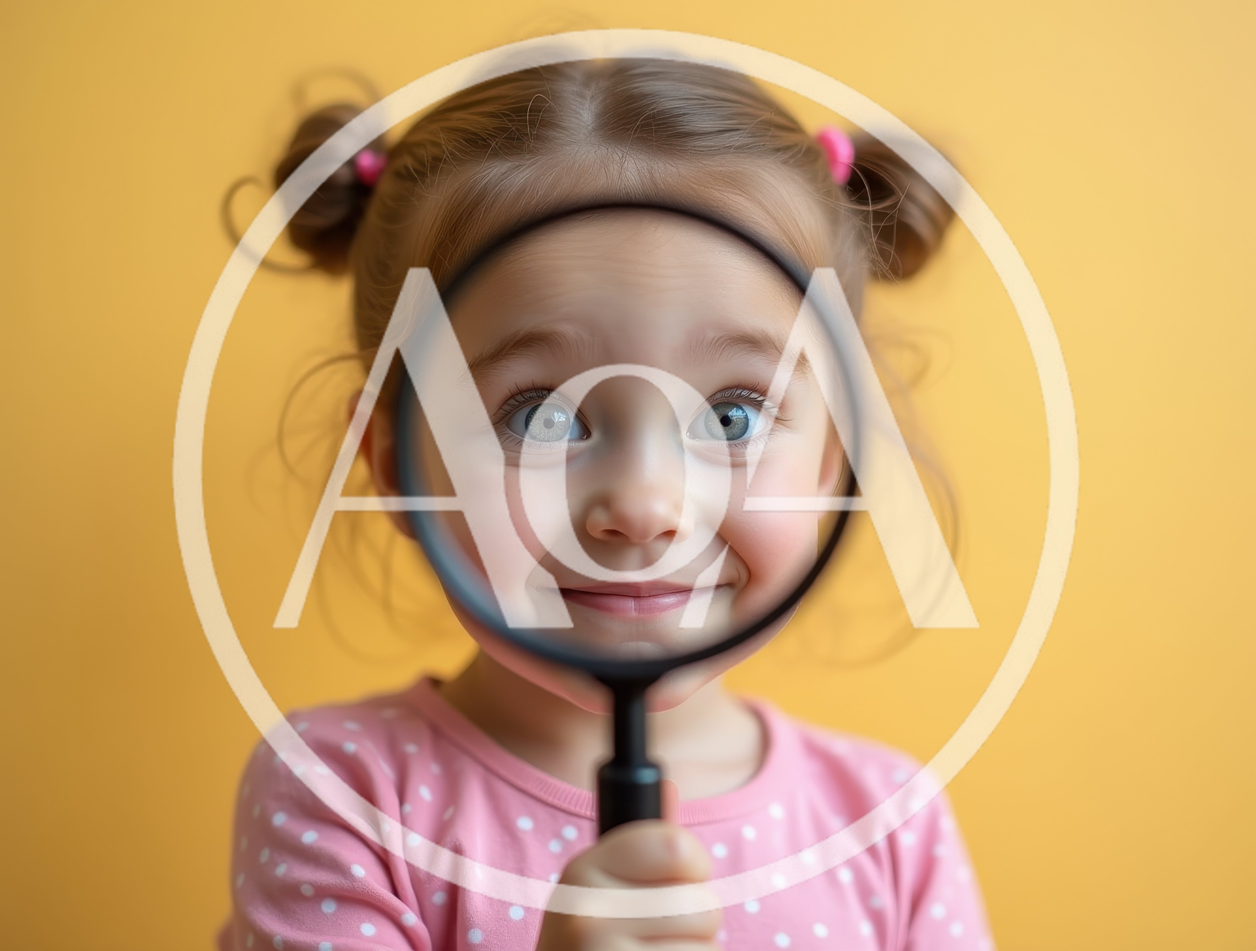 Little Girl Looking Through A Magnifying Glass