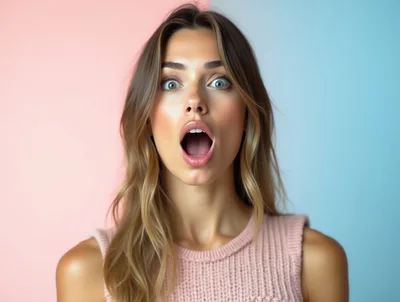 Surprised Young Woman With Open Mouth