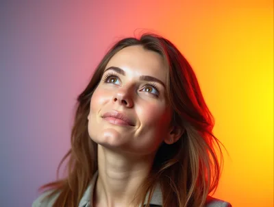 Portrait Of A Young Woman Looking Upwards