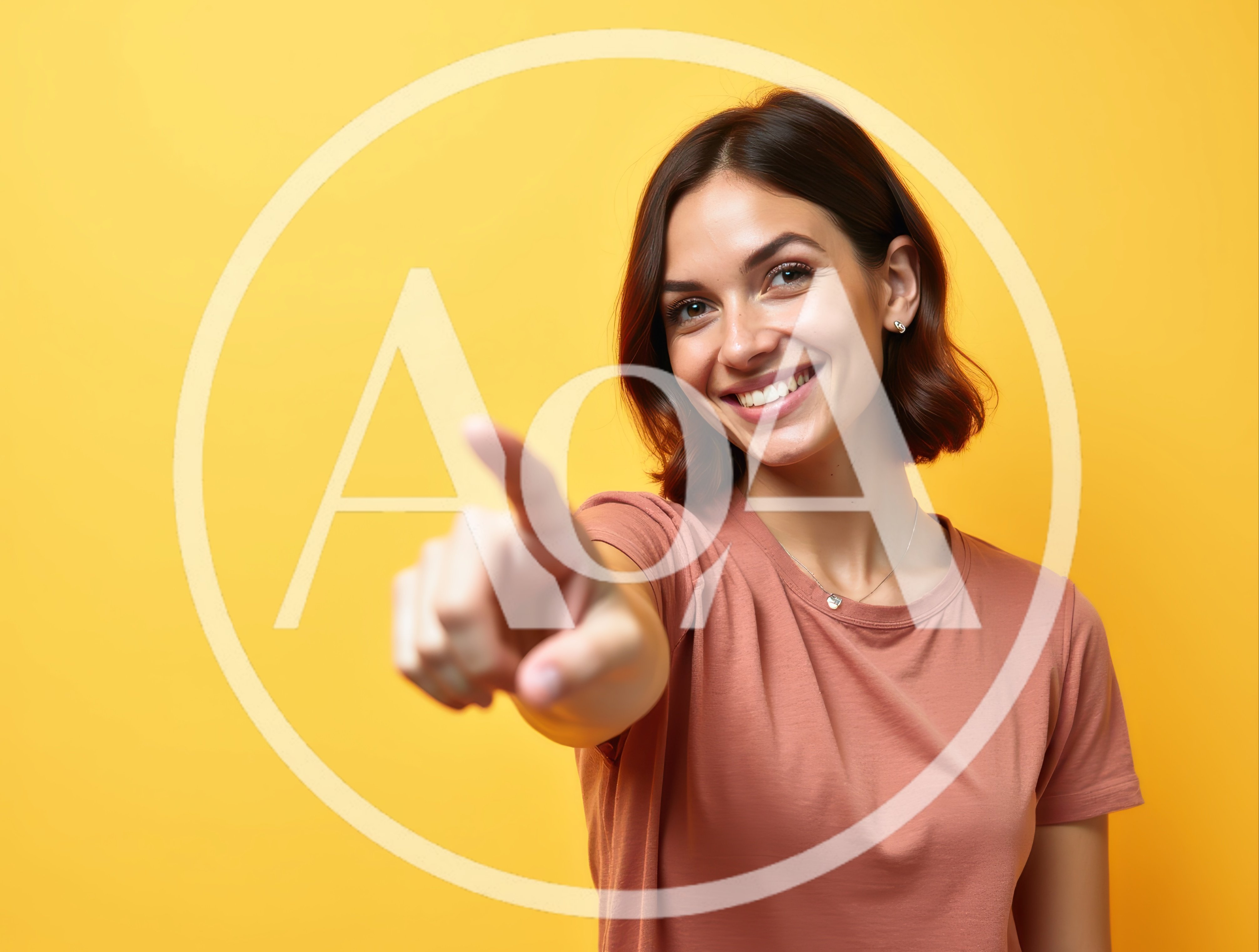 Smiling Young Woman Pointing Directly At Camera