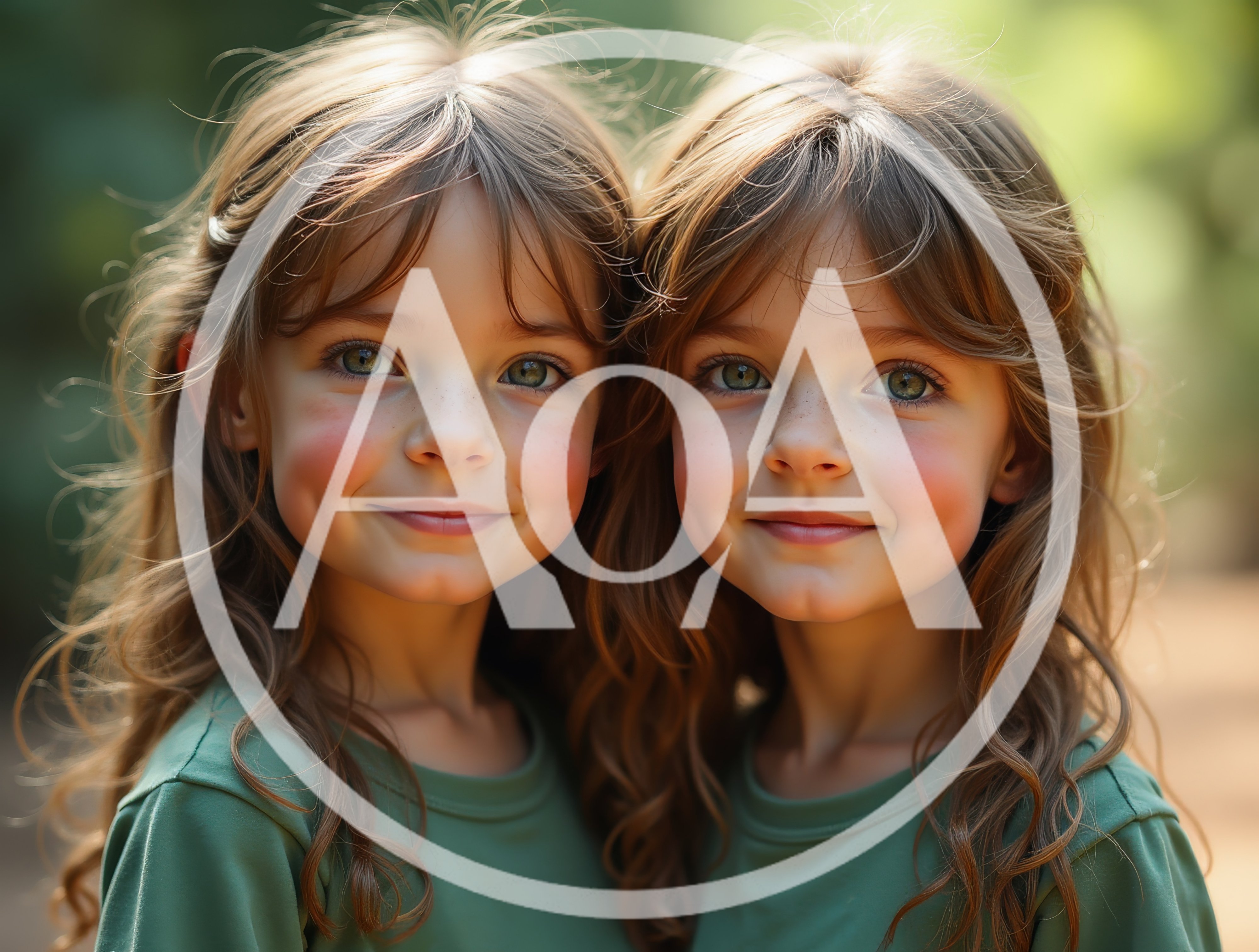 Portrait Of Identical Twin Girls Outdoors