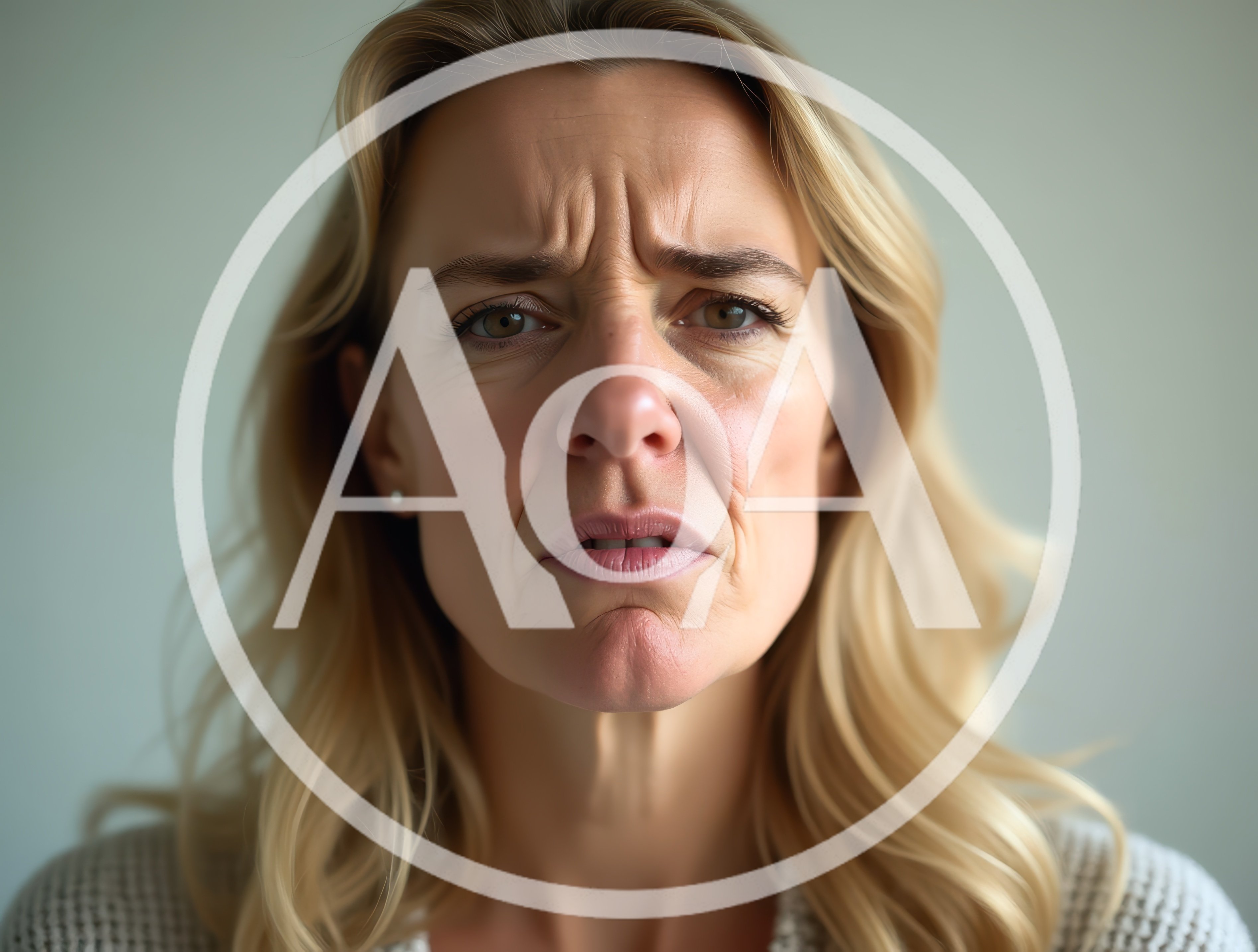 Close Up Portrait Of A Displeased Blonde Woman