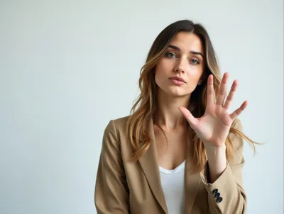 Young Businesswoman Gesturing Stop With Her Hand