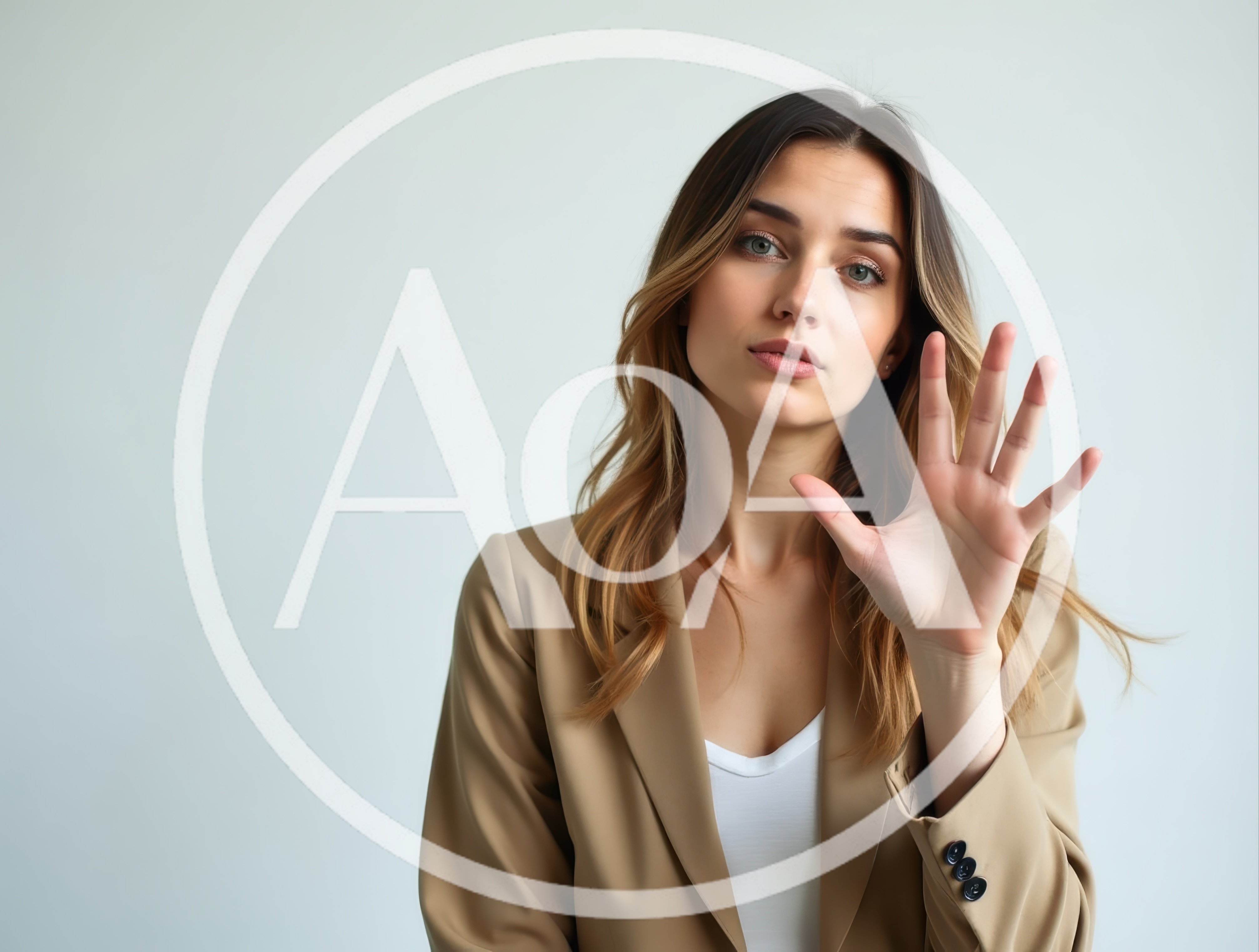 Young Businesswoman Gesturing Stop With Her Hand