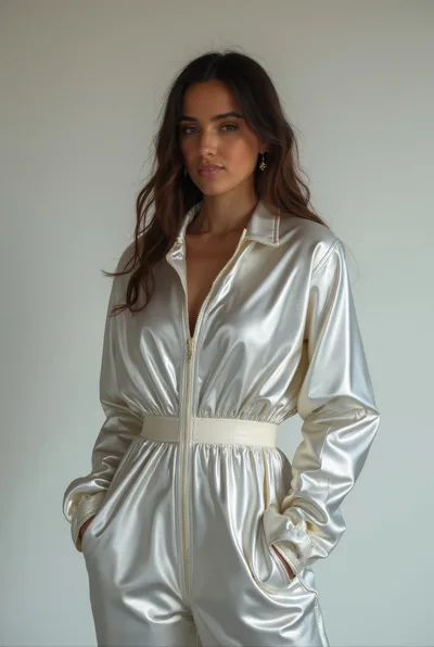 Portrait Of A Woman In A Metallic Jumpsuit