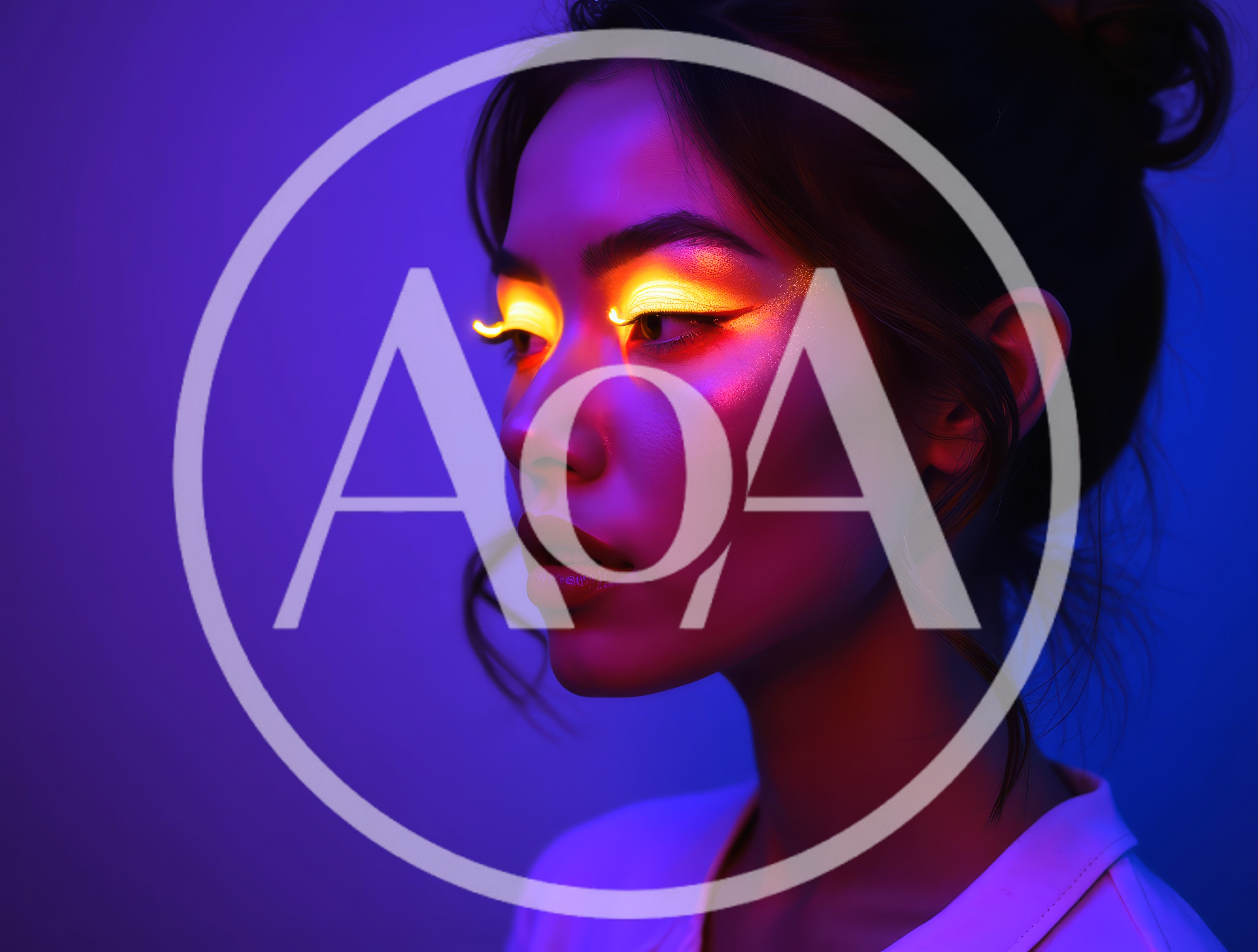 Portrait Of A Woman With Glowing Neon Eyelashes