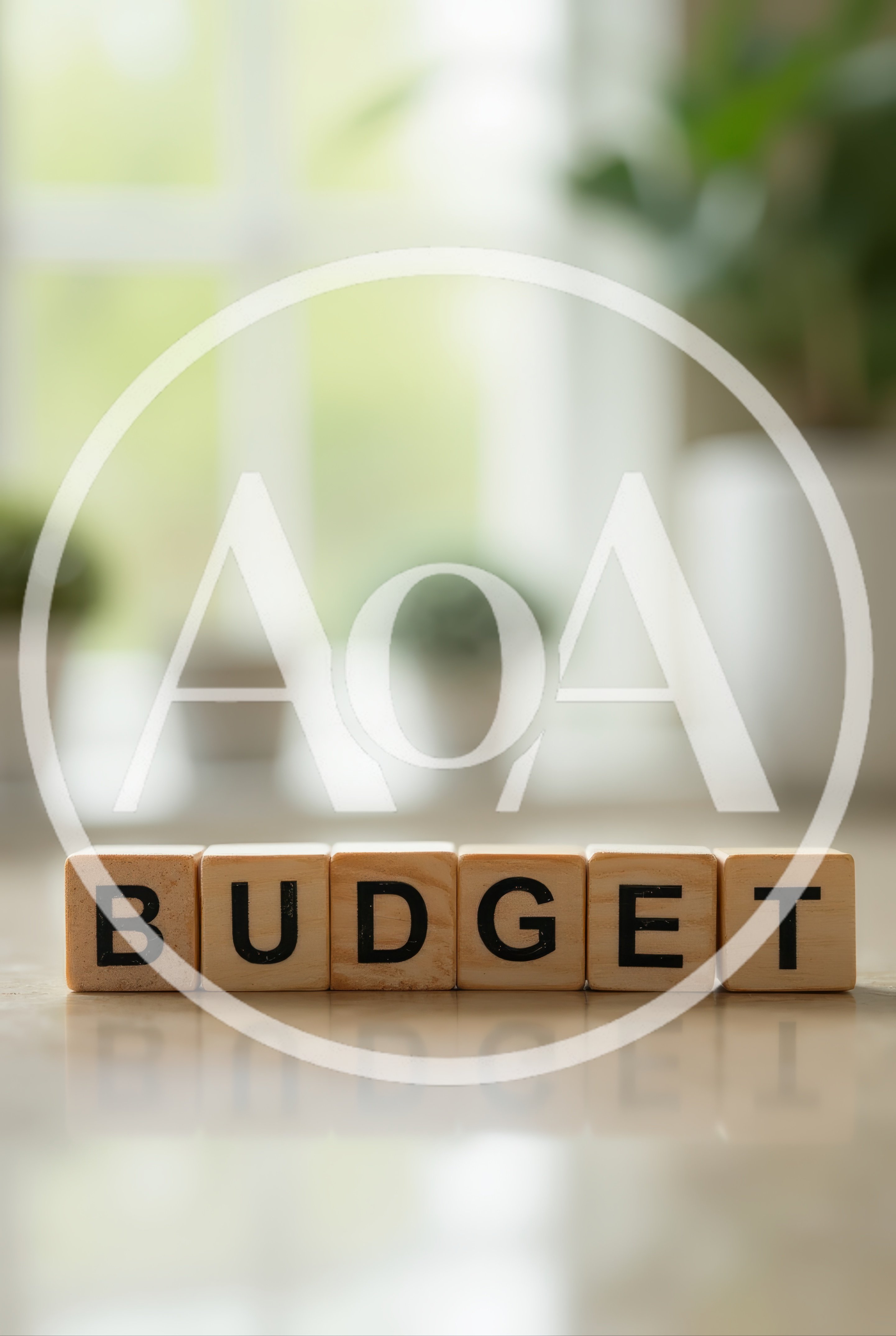Wooden Blocks Spelling Budget on a Table