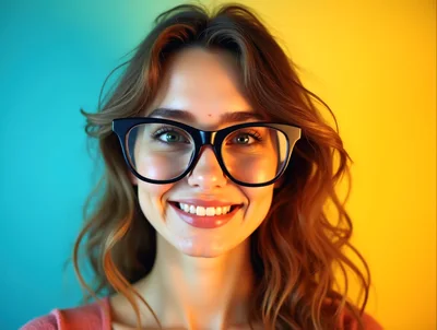 Portrait Of A Smiling Young Woman Wearing Glasses