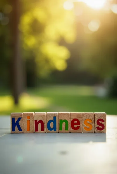 Wooden Blocks Spelling Kindness Outdoors