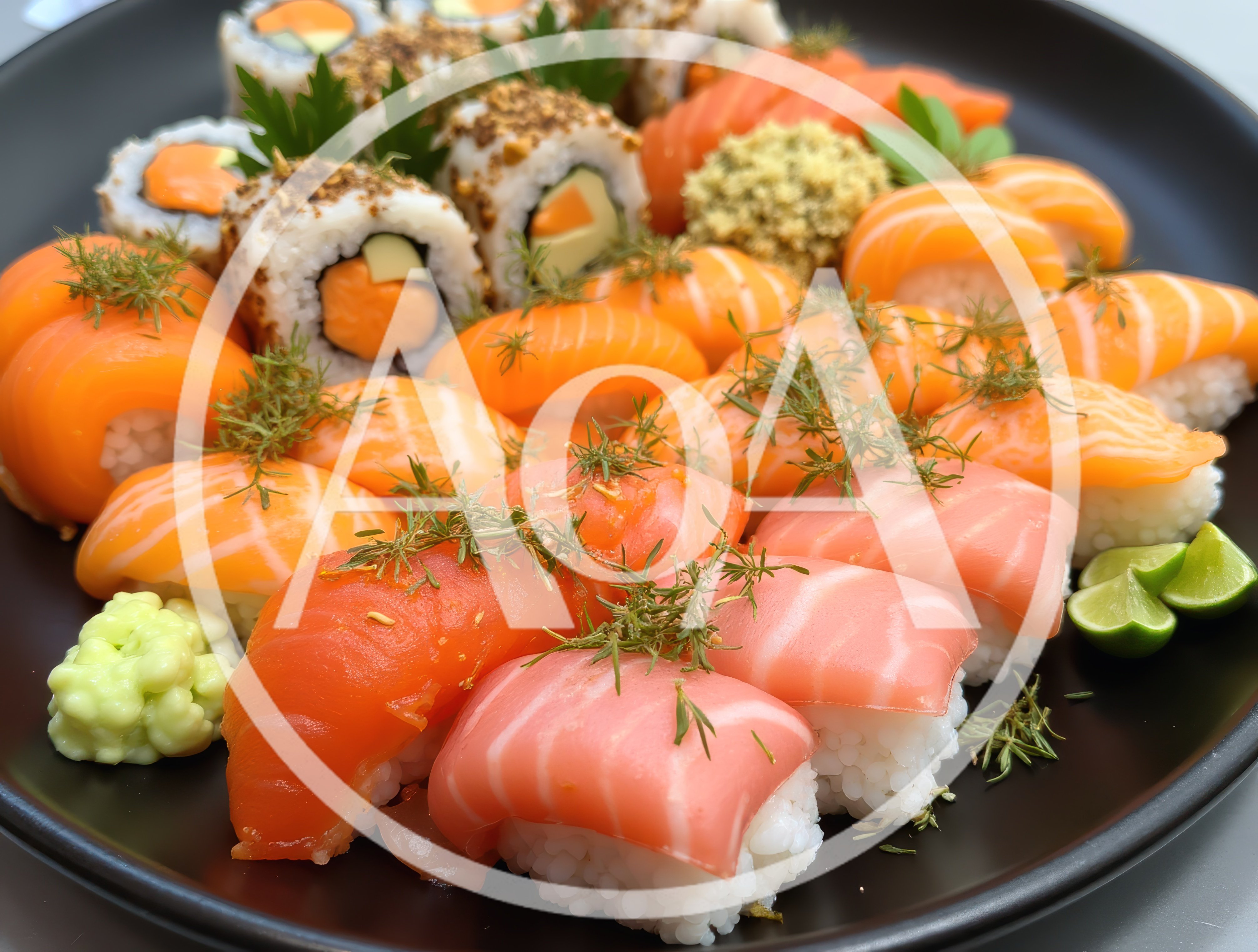 Assorted Salmon Nigiri and Sushi Rolls Platter