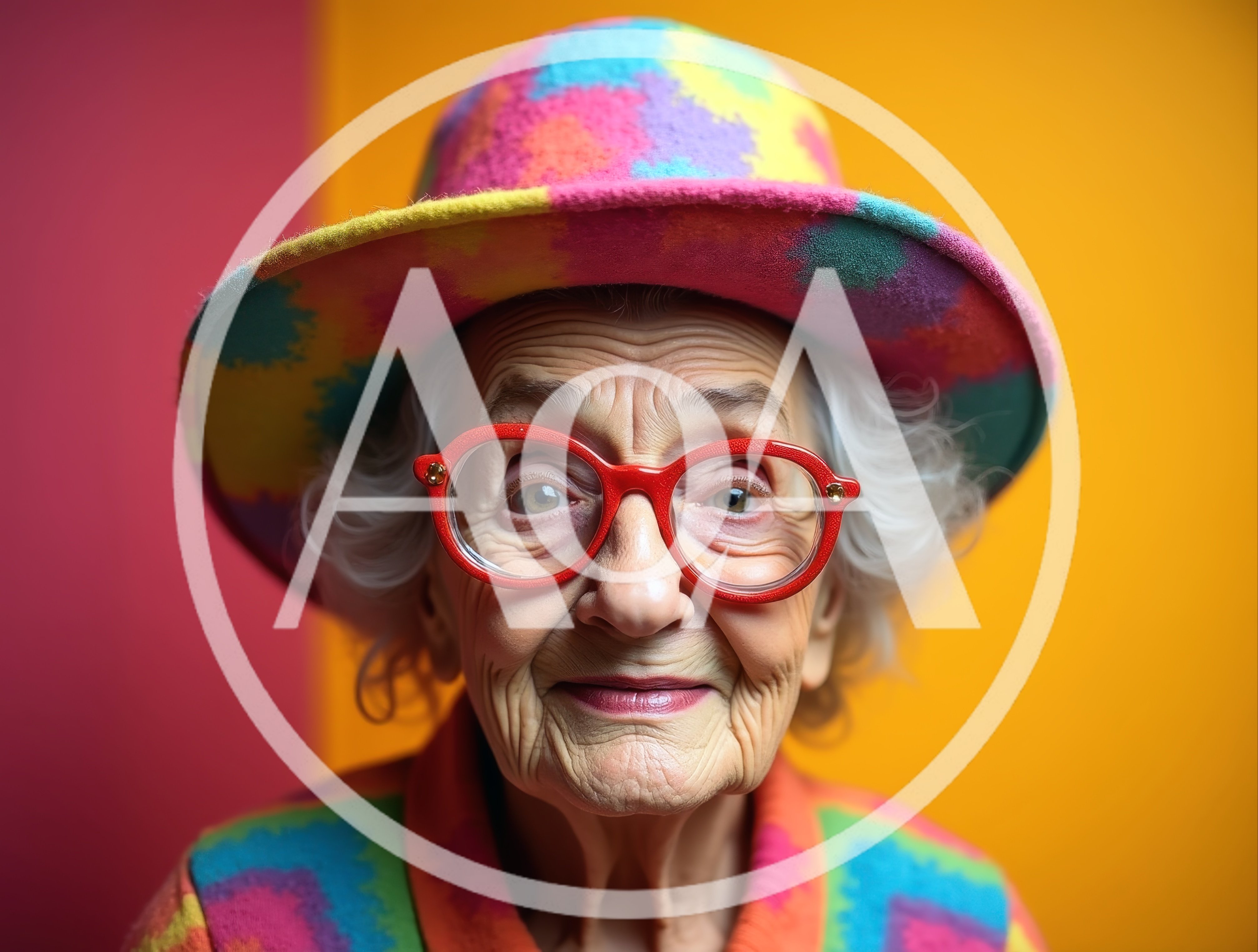 Portrait Of An Elderly Woman In Colorful Clothing