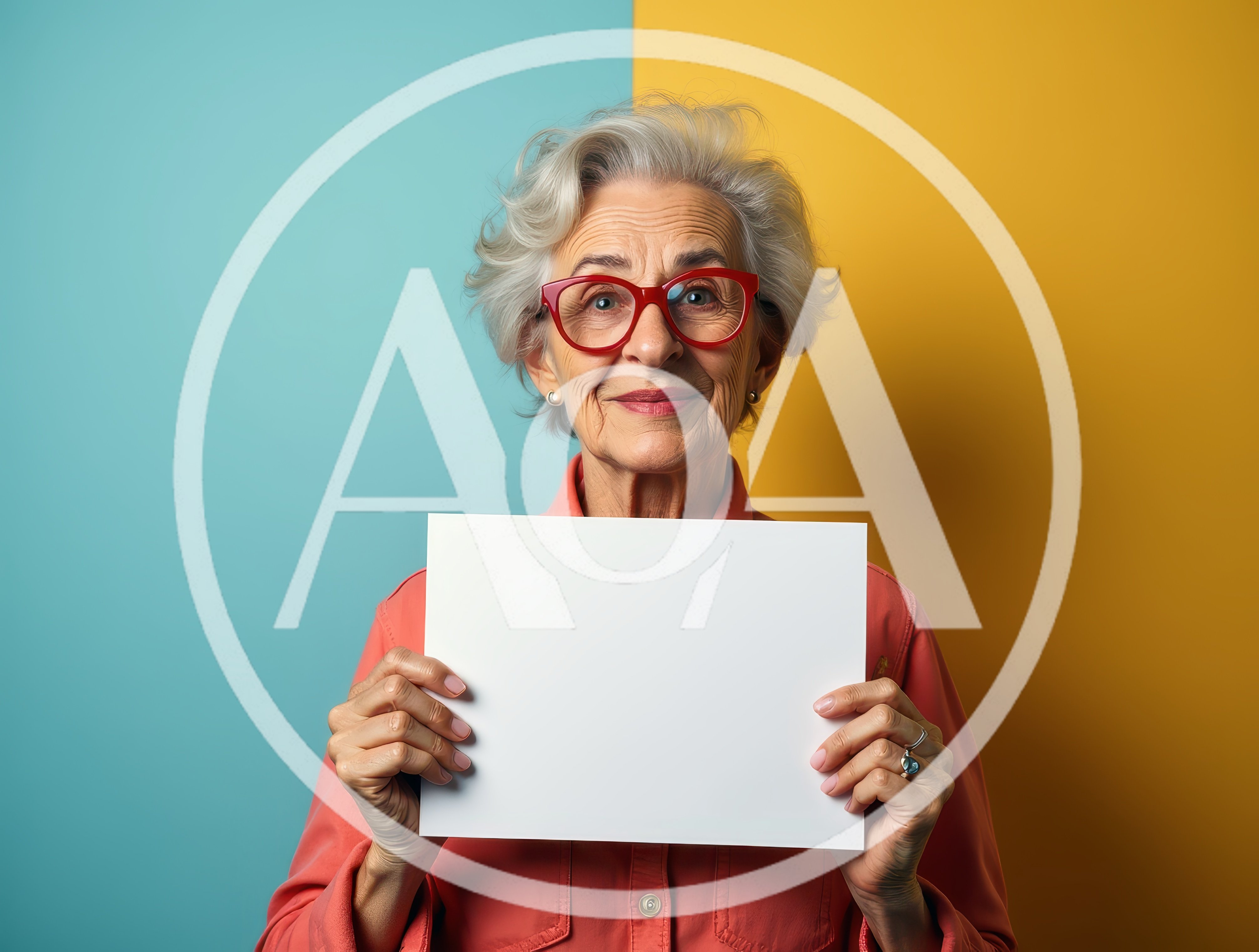 Senior Woman Holding Blank White Sign