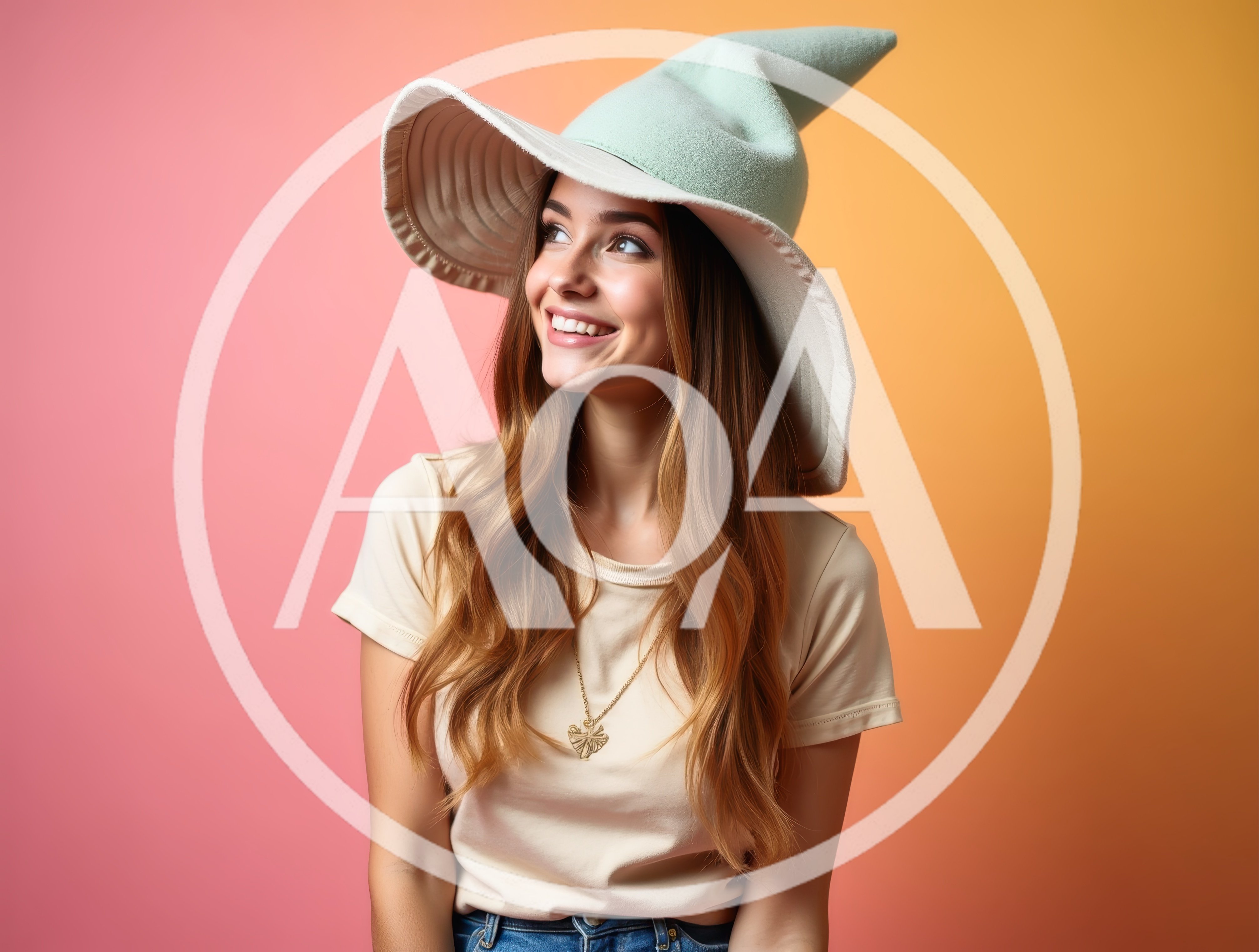 Young Woman Wearing A Whimsical Witch Hat