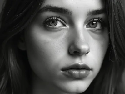 Close Up Portrait Of A Young Woman