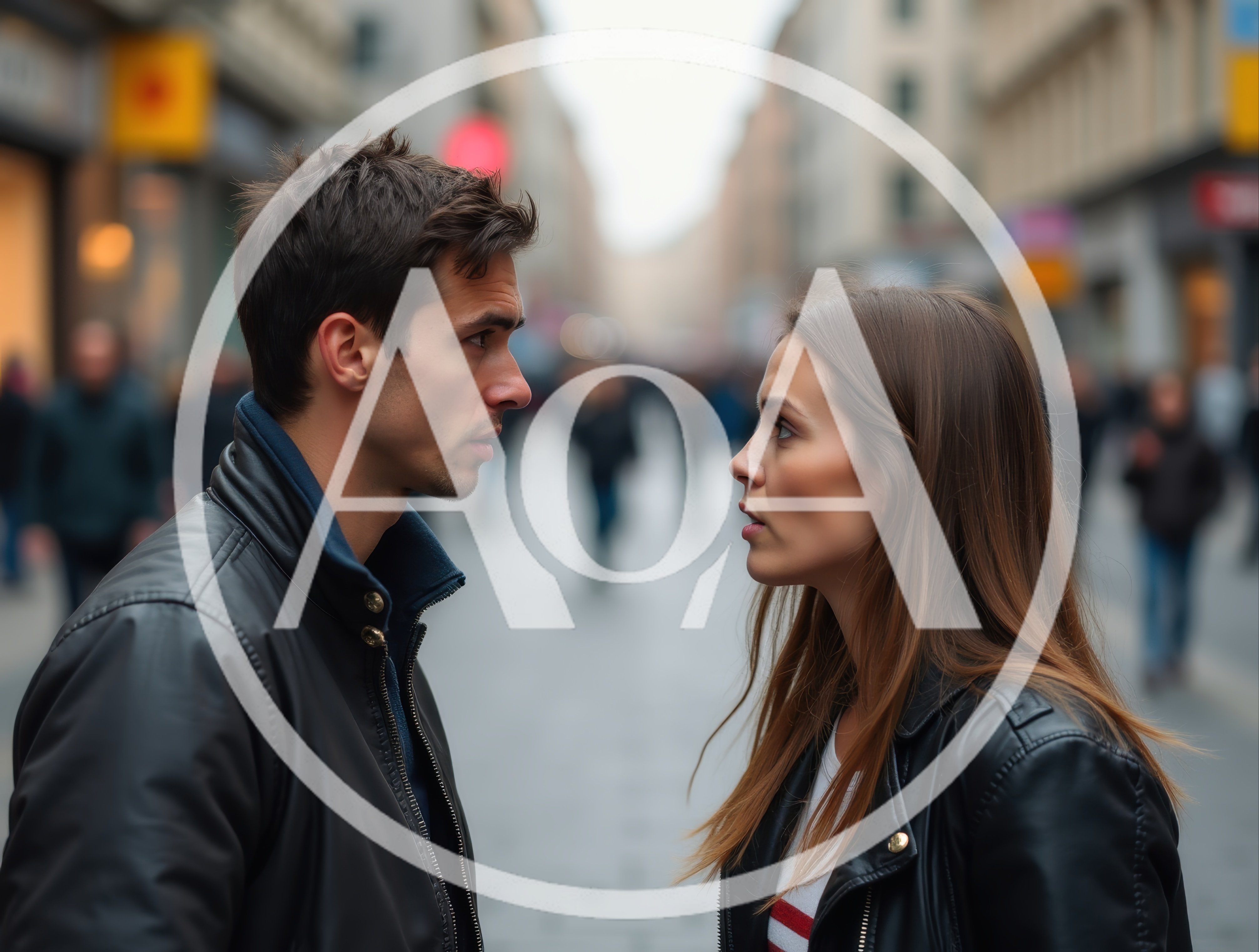 Young Couple Having A Serious Conversation On City Street