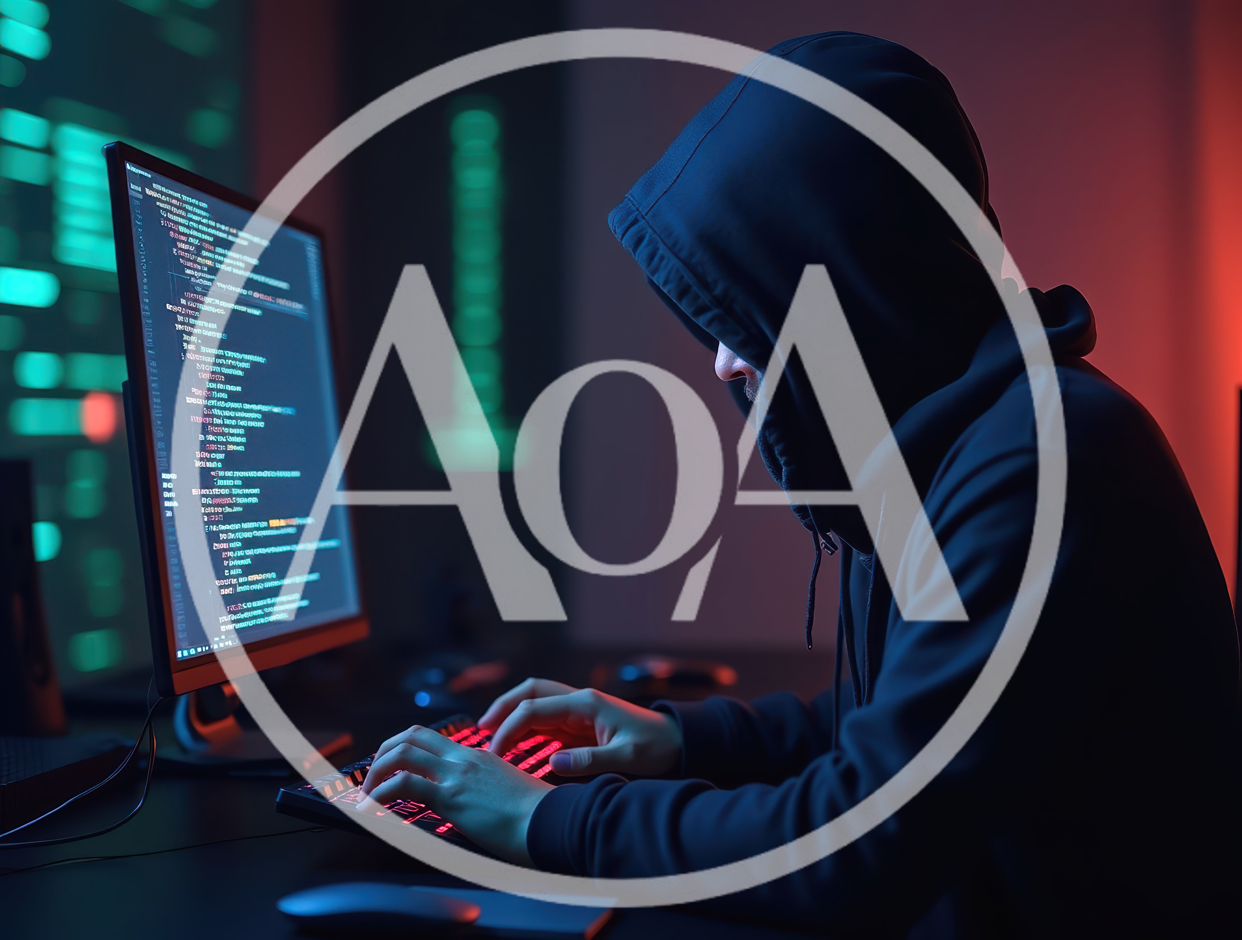 Hacker In Hoodie Typing Code On Computer