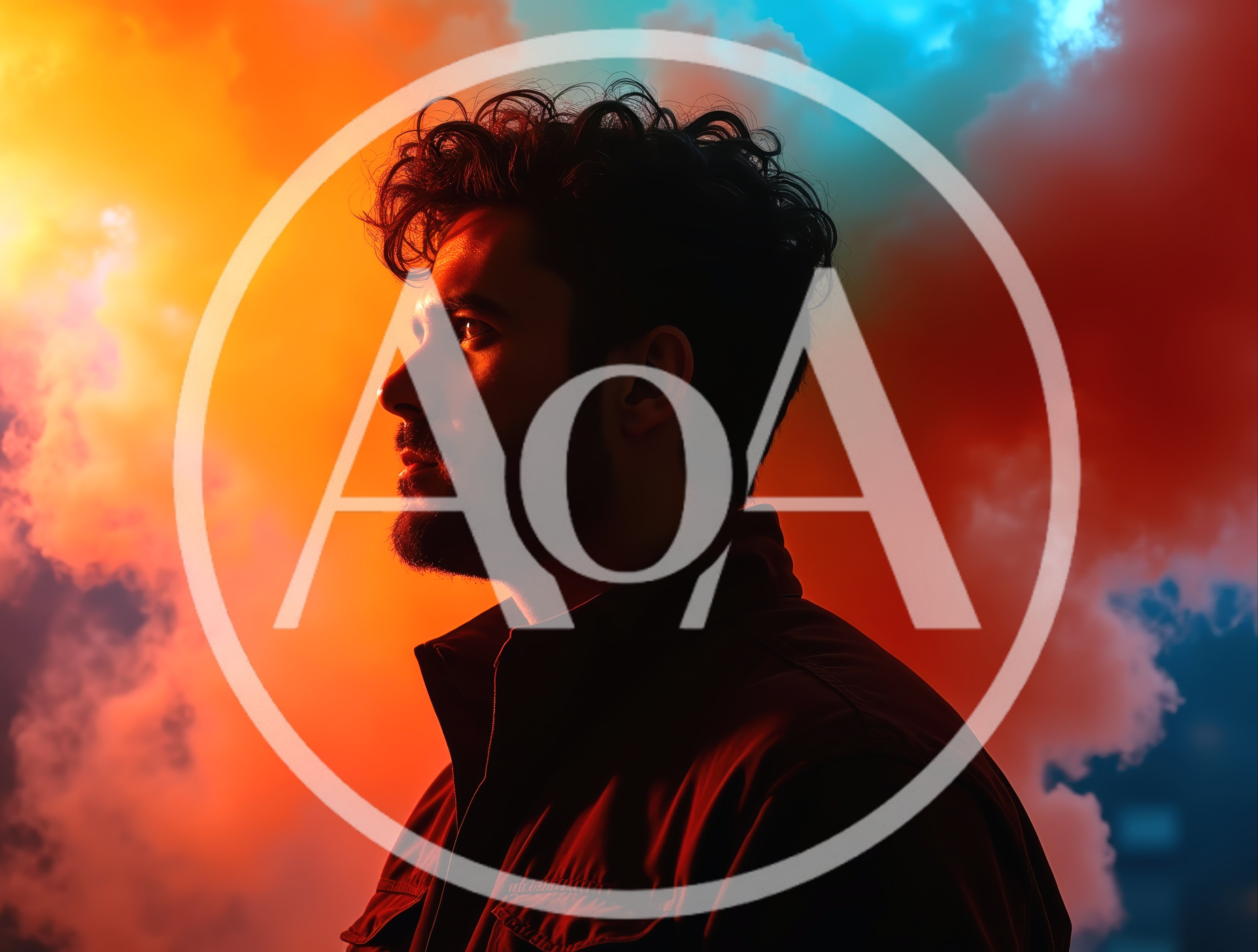 Profile Portrait Of A Man Against Colorful Smoke