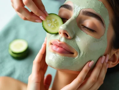 Woman Receiving A Relaxing Cucumber Facial Treatment